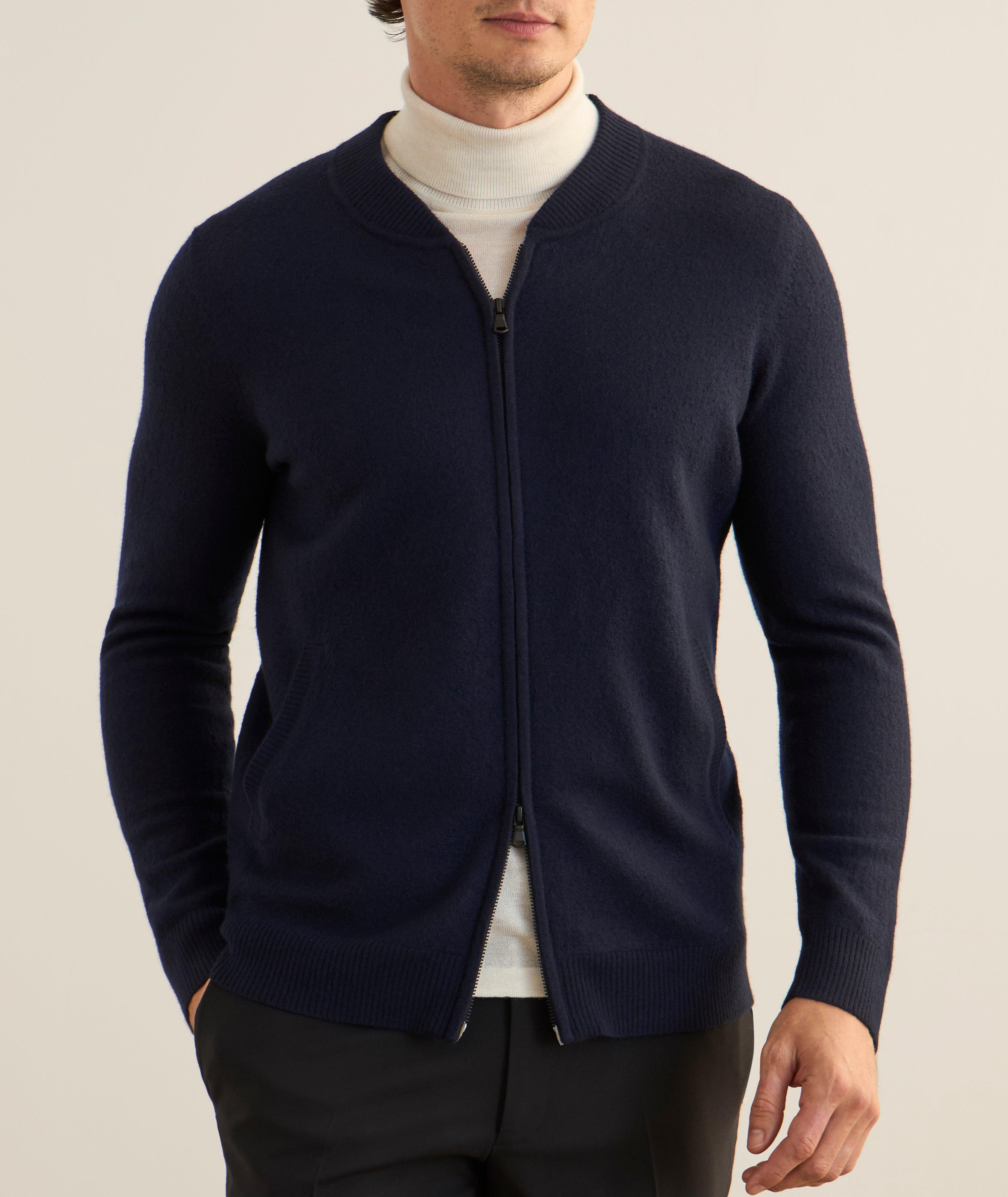 Cardigan zippé en laine bouillie image 1