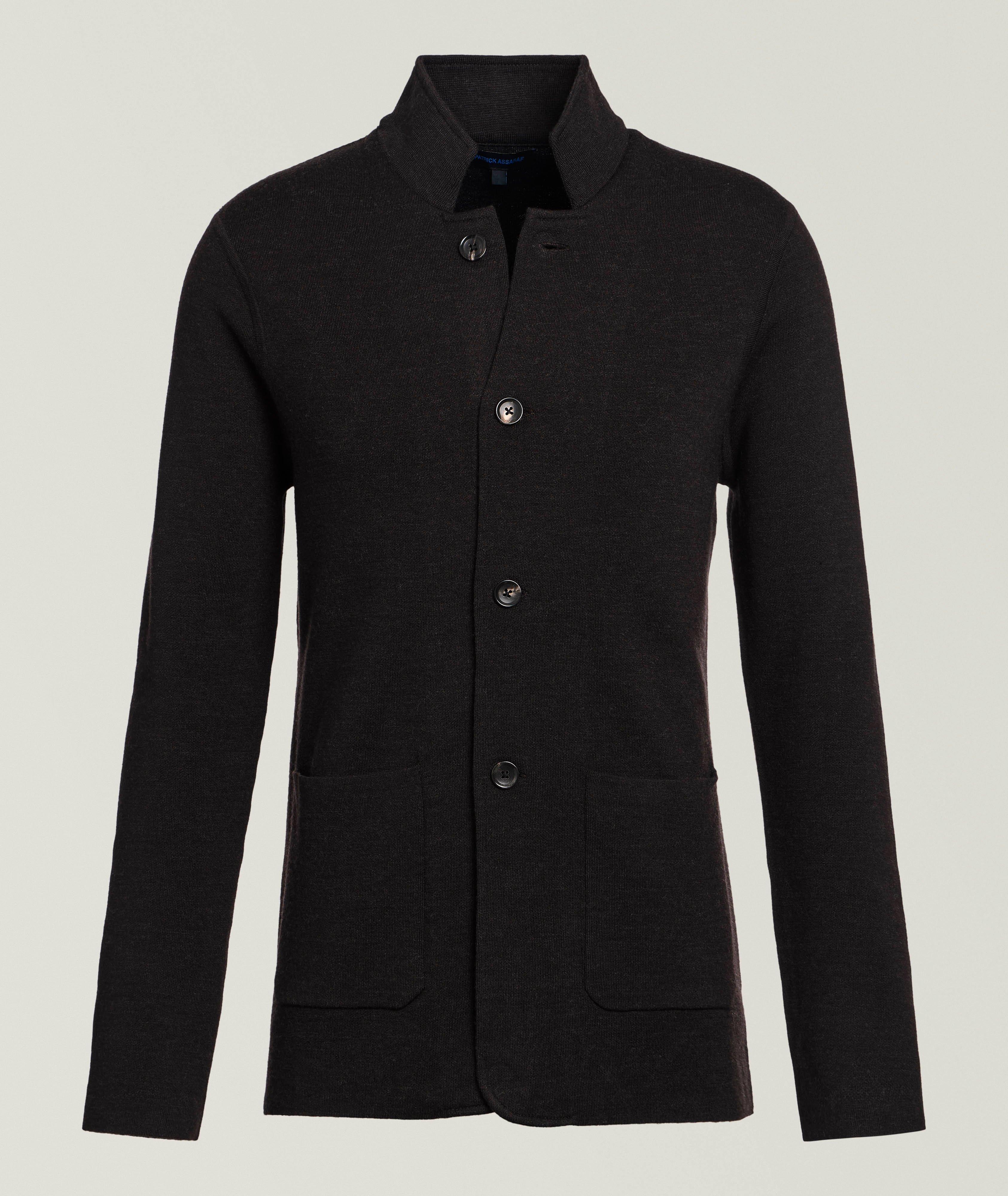 Veste en maille à boutons en laine mérinos double face image 0