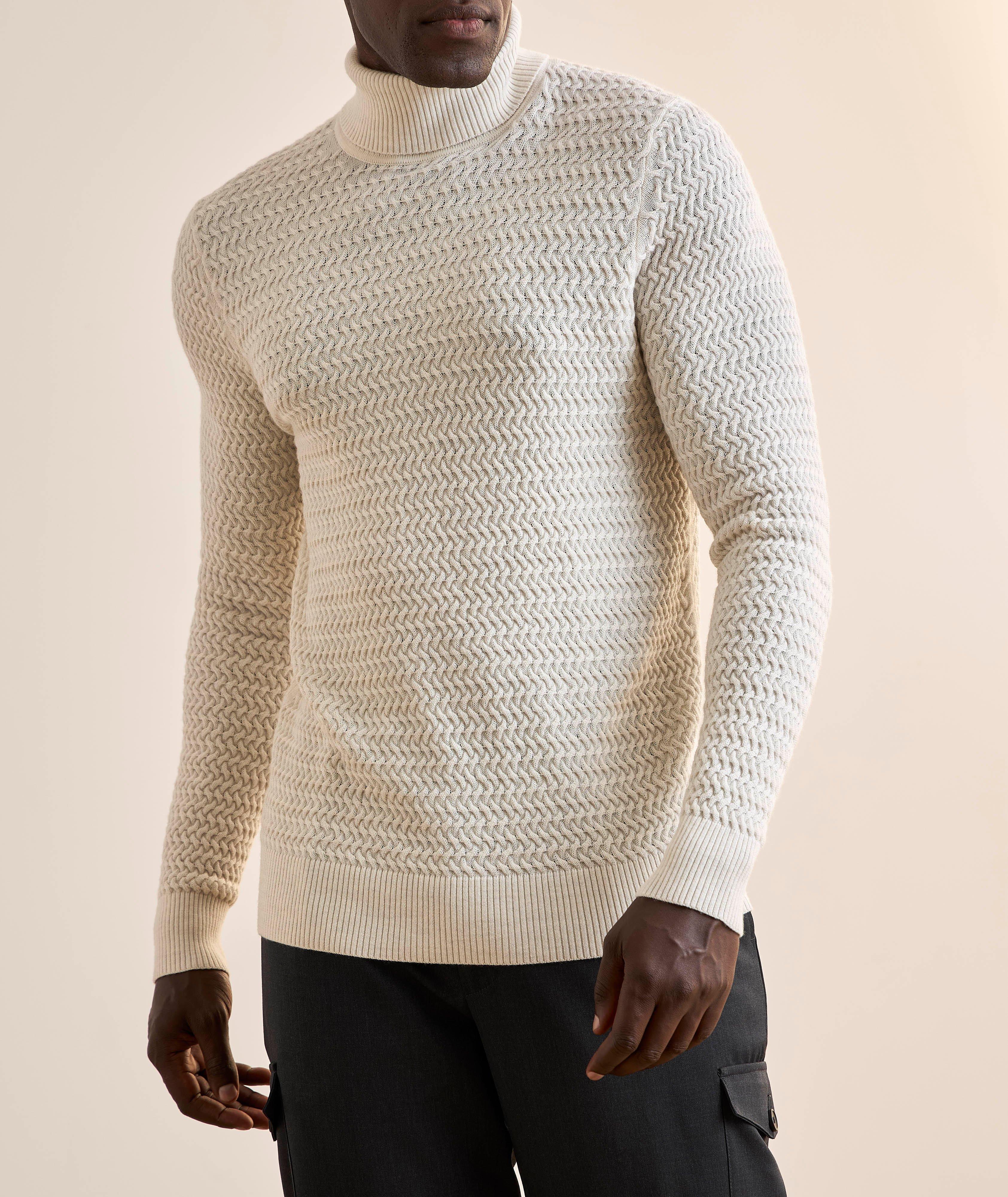 Extrafine Merino Wool Textured Turtleneck image 1