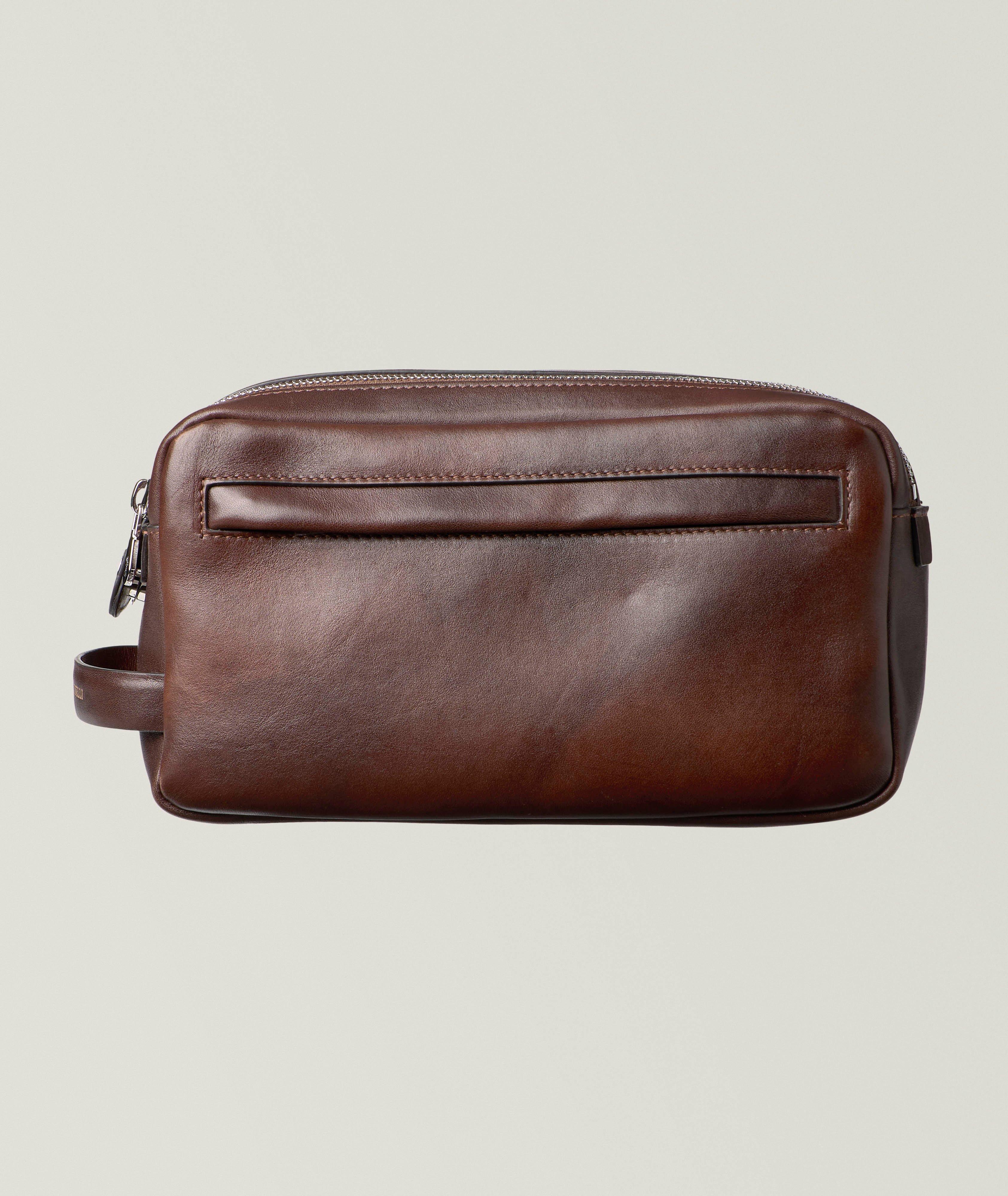 Burnished Leather Double-Zip Toiletry Bag  image 1