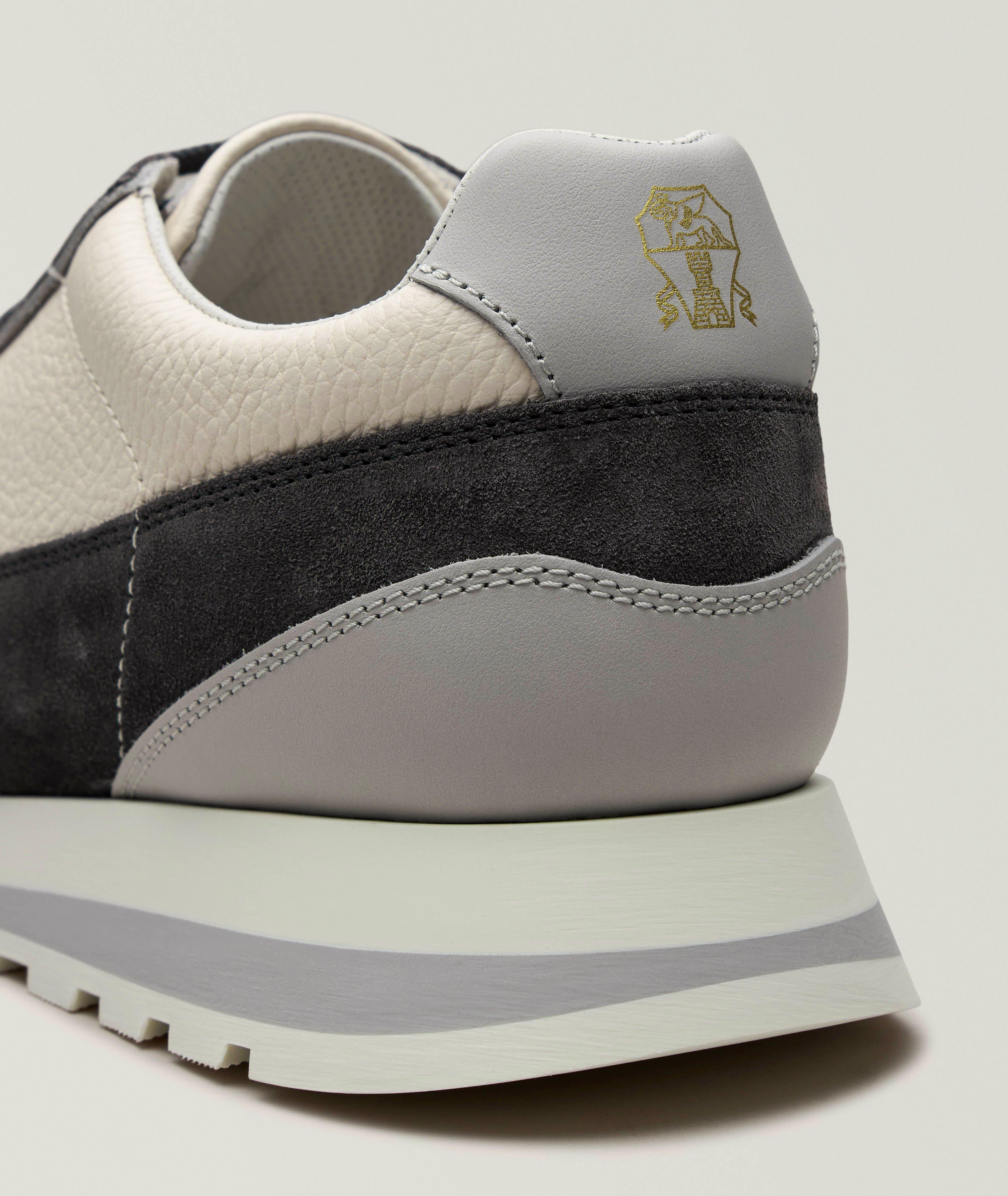 Brunello Cucinelli Washed Suede & Calfskin Sneakers