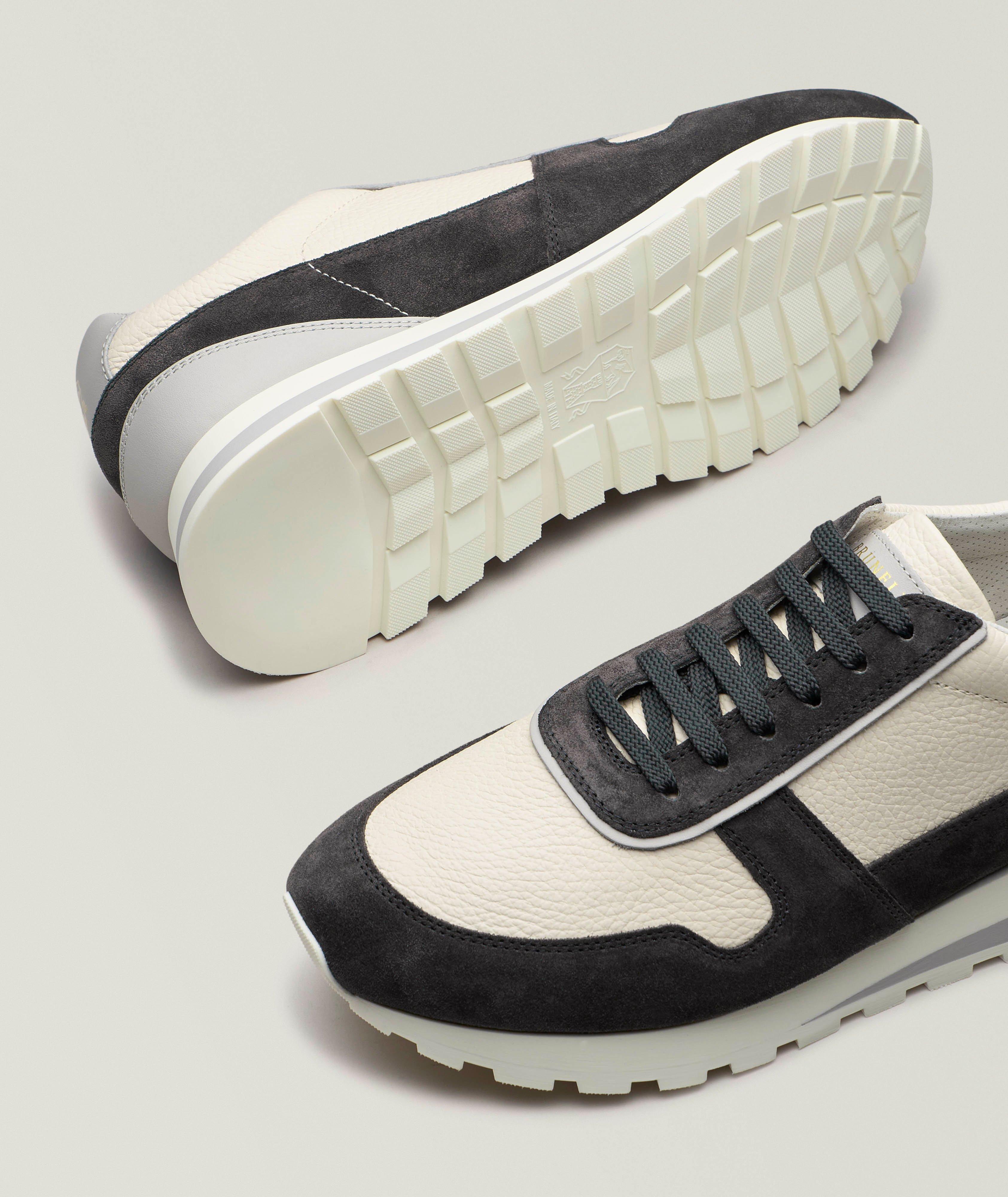 スニーカー Brunello Cucinelli WASHED SUEDE SNEAKERS Calfskin and suede runners for Man in Grey | Brunello Cucinelli