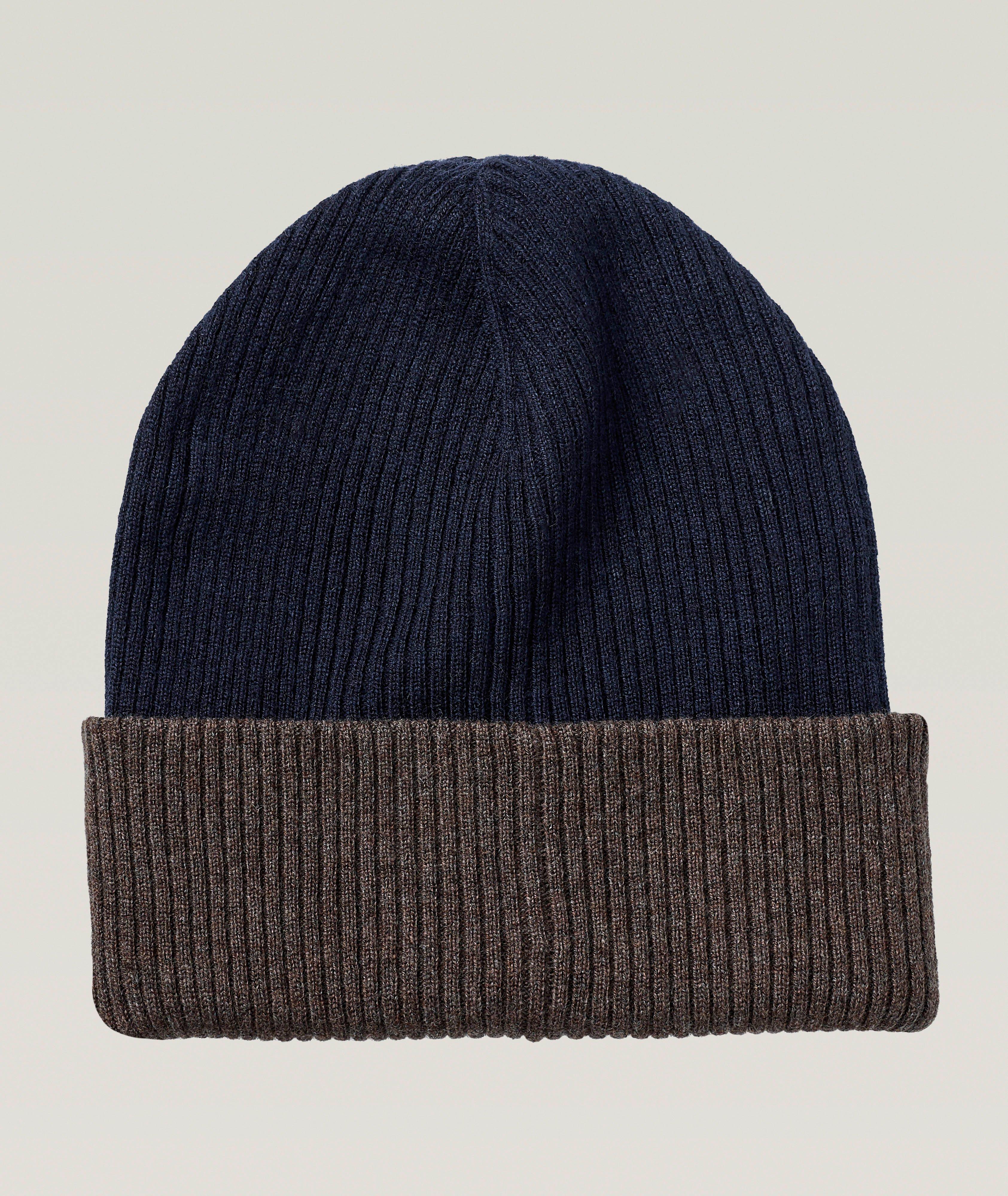 Tuque réversible en tricot côtelé de cachemire image 0