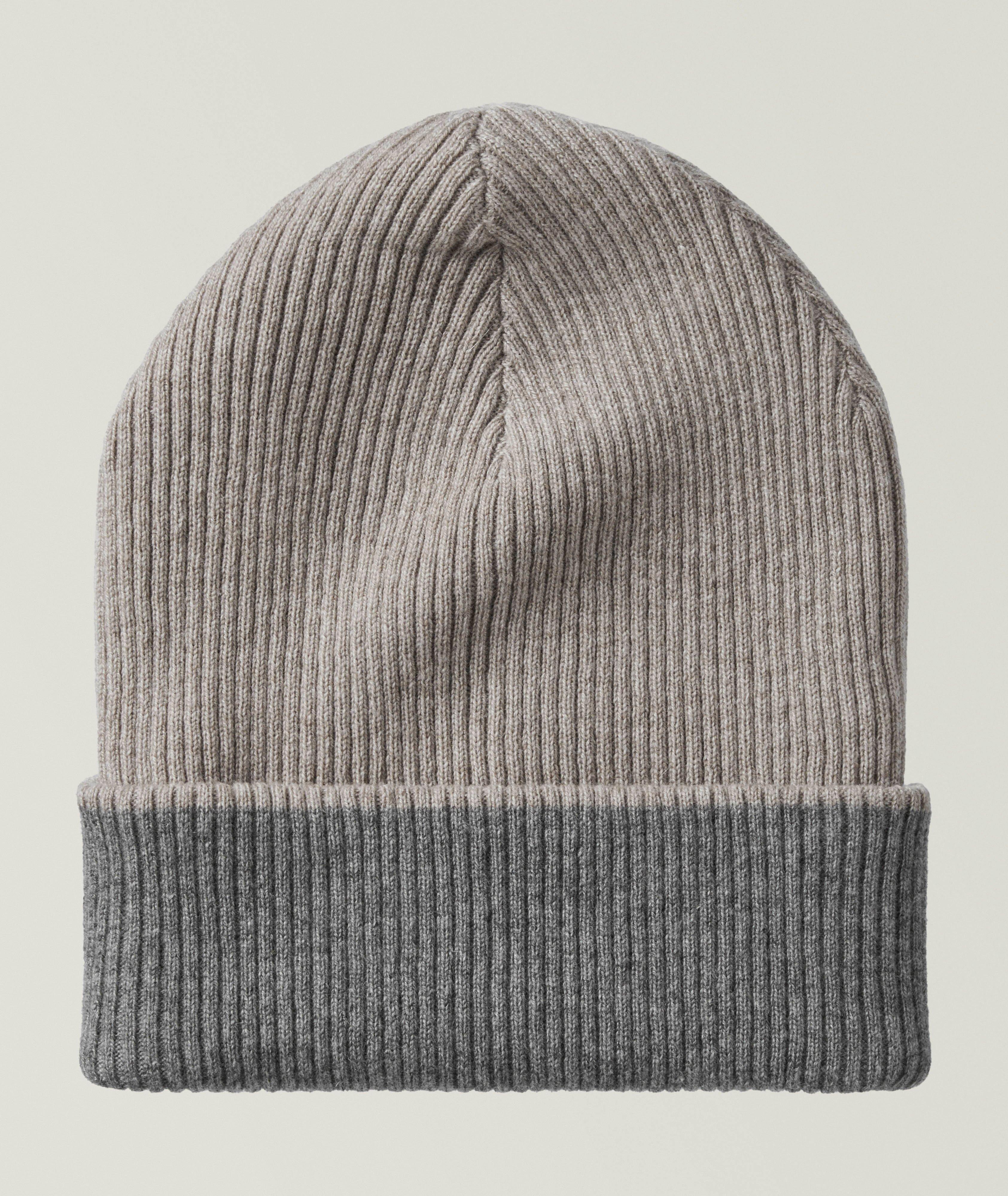 Tuque réversible en tricot côtelé de cachemire image 1
