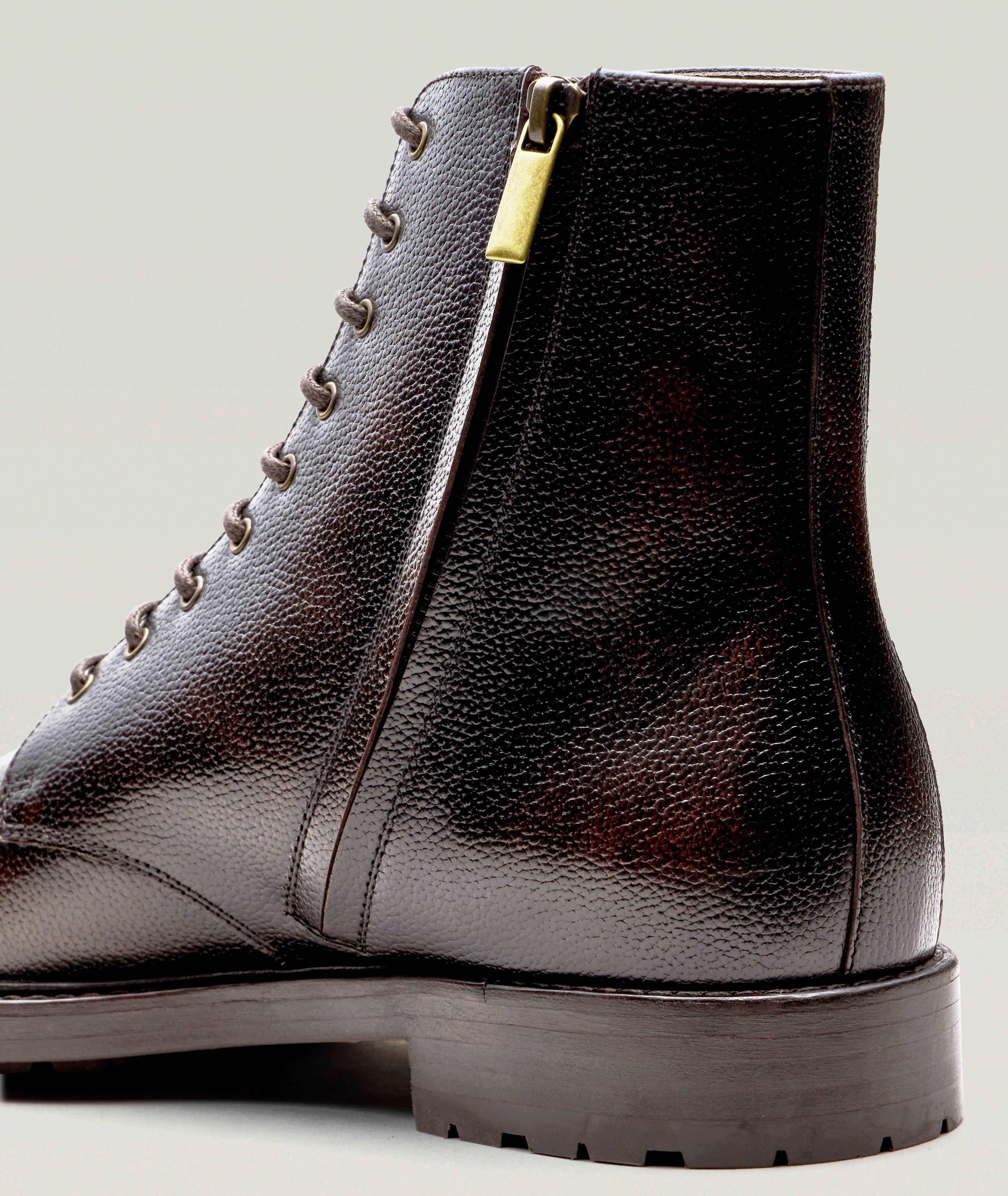 Grained Leather Lace-Up & Zip Boots image 2