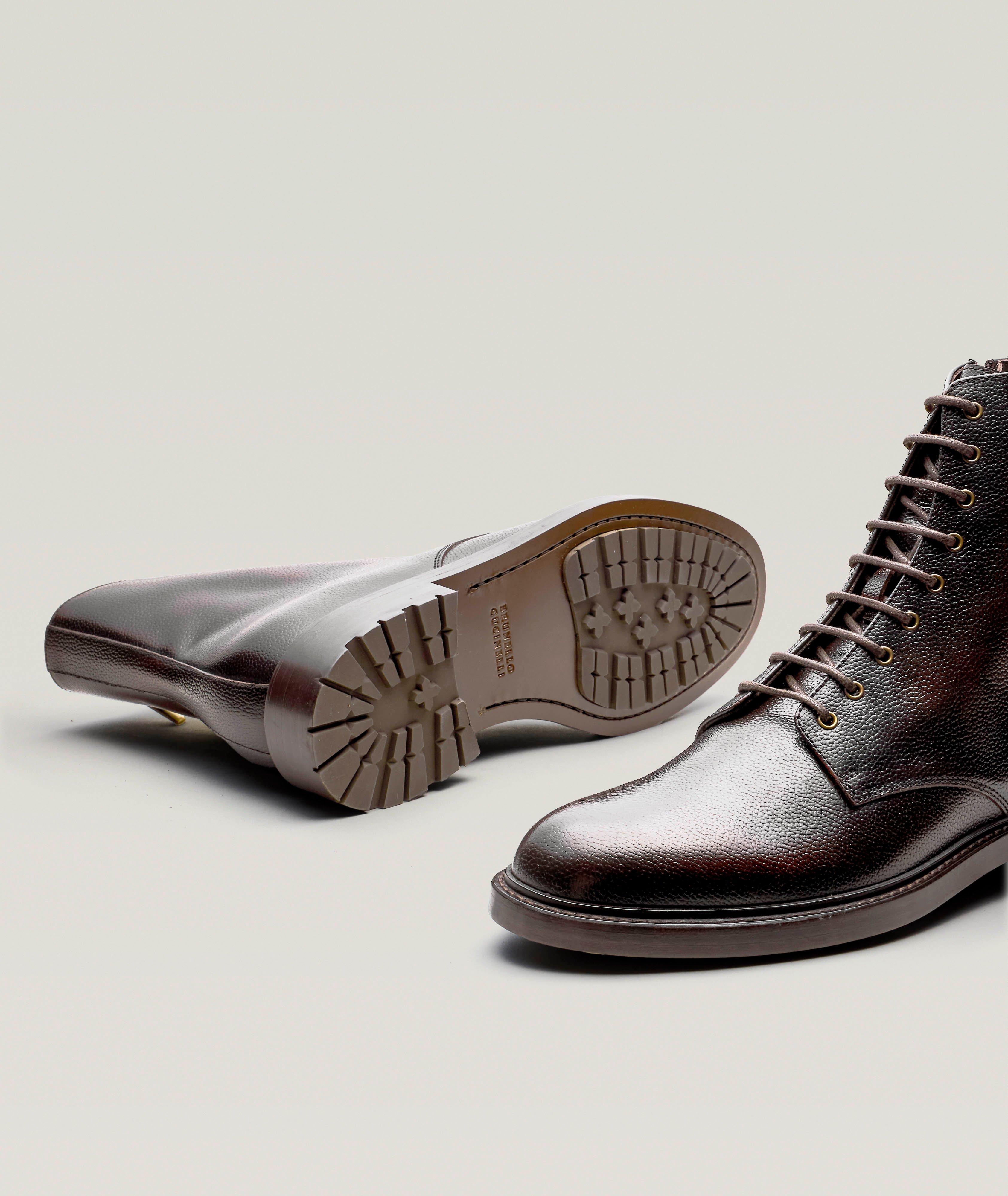 Grained Leather Lace-Up & Zip Boots image 3