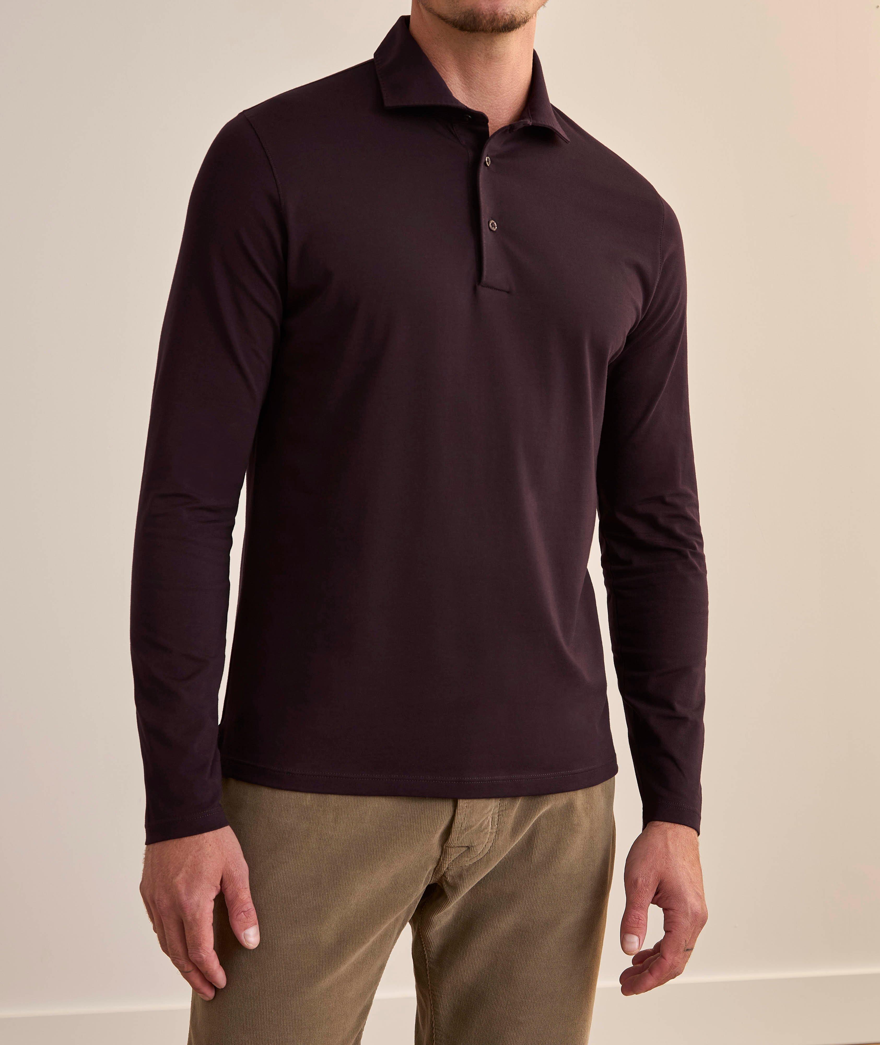 Long-Sleeve Stretch-Pima Polo image 1