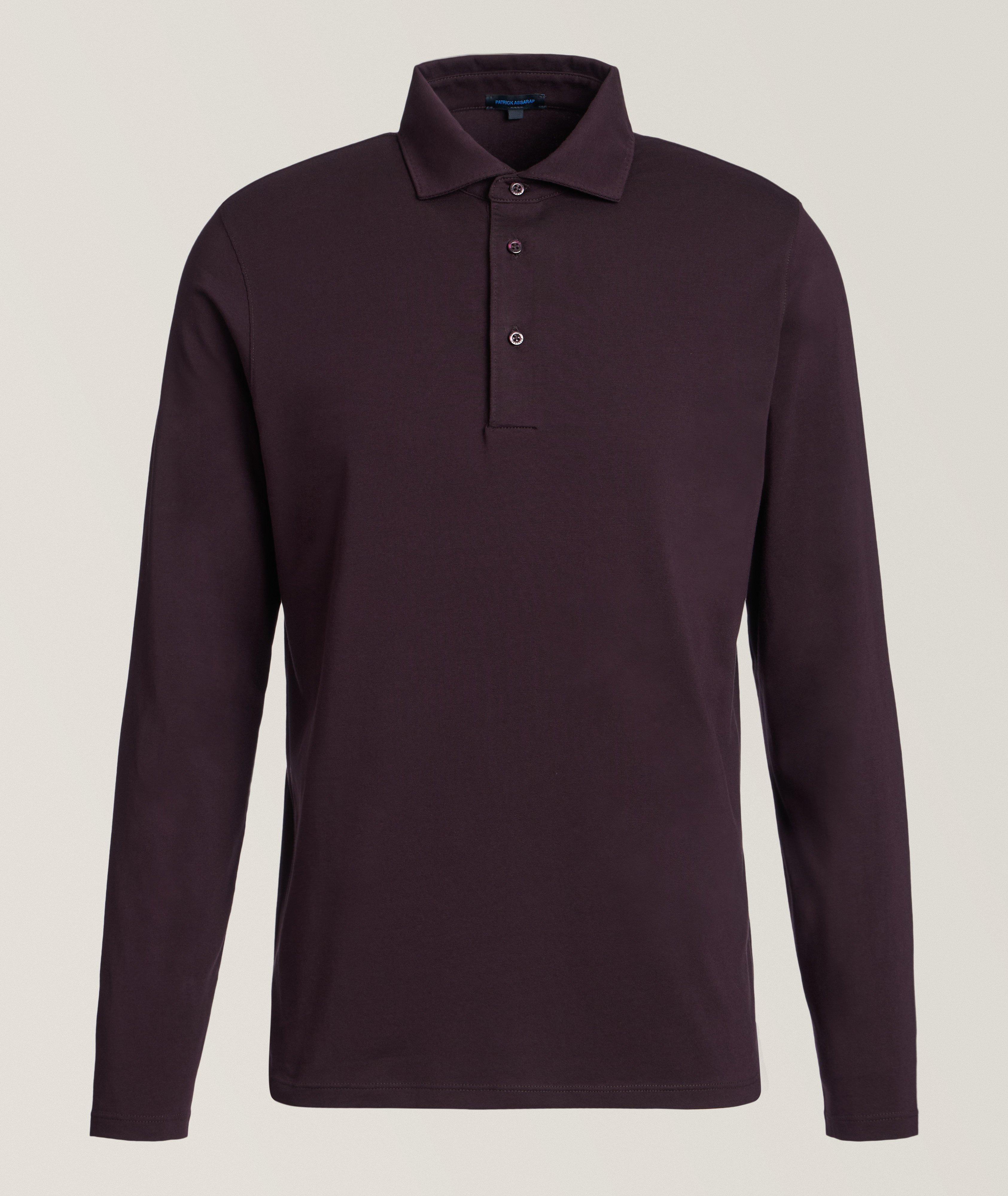 Long-Sleeve Stretch-Pima Polo image 0