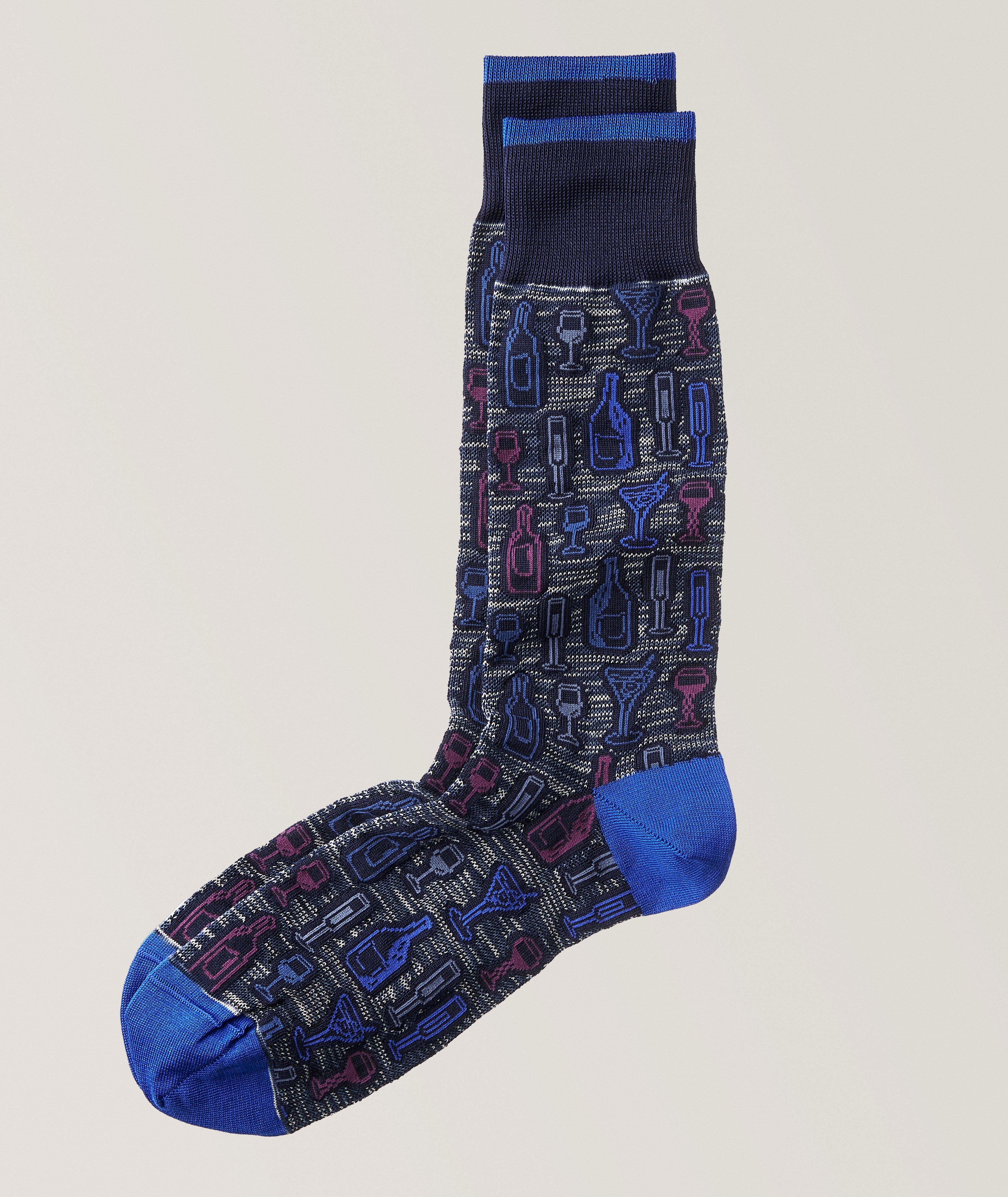 Chaussettes en coton extensible à motif martini vin champagne image 0