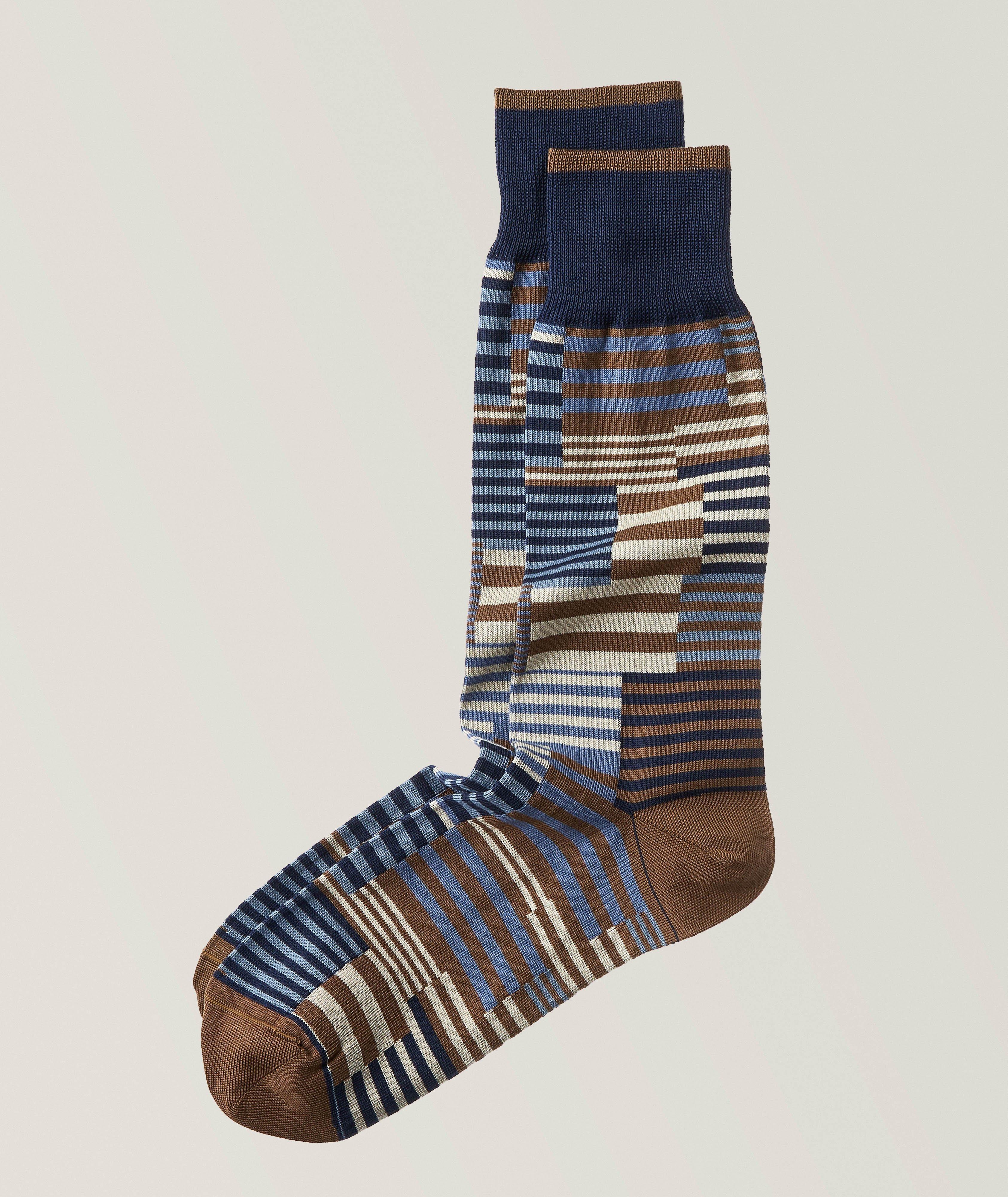 Stripe Block Stretch-Cotton Socks image 0