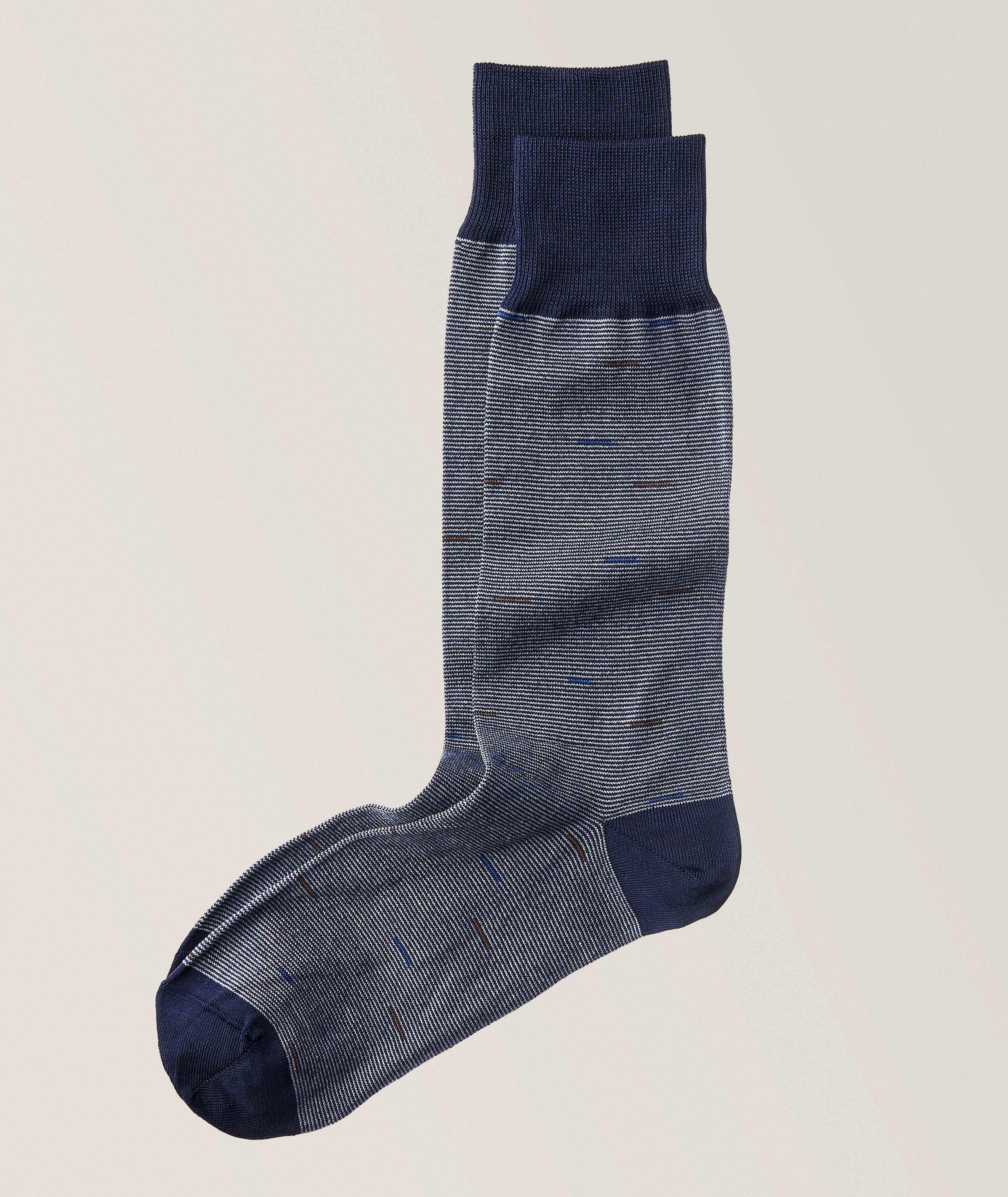 Micro-Stripe Line Stretch-Cotton Socks image 0