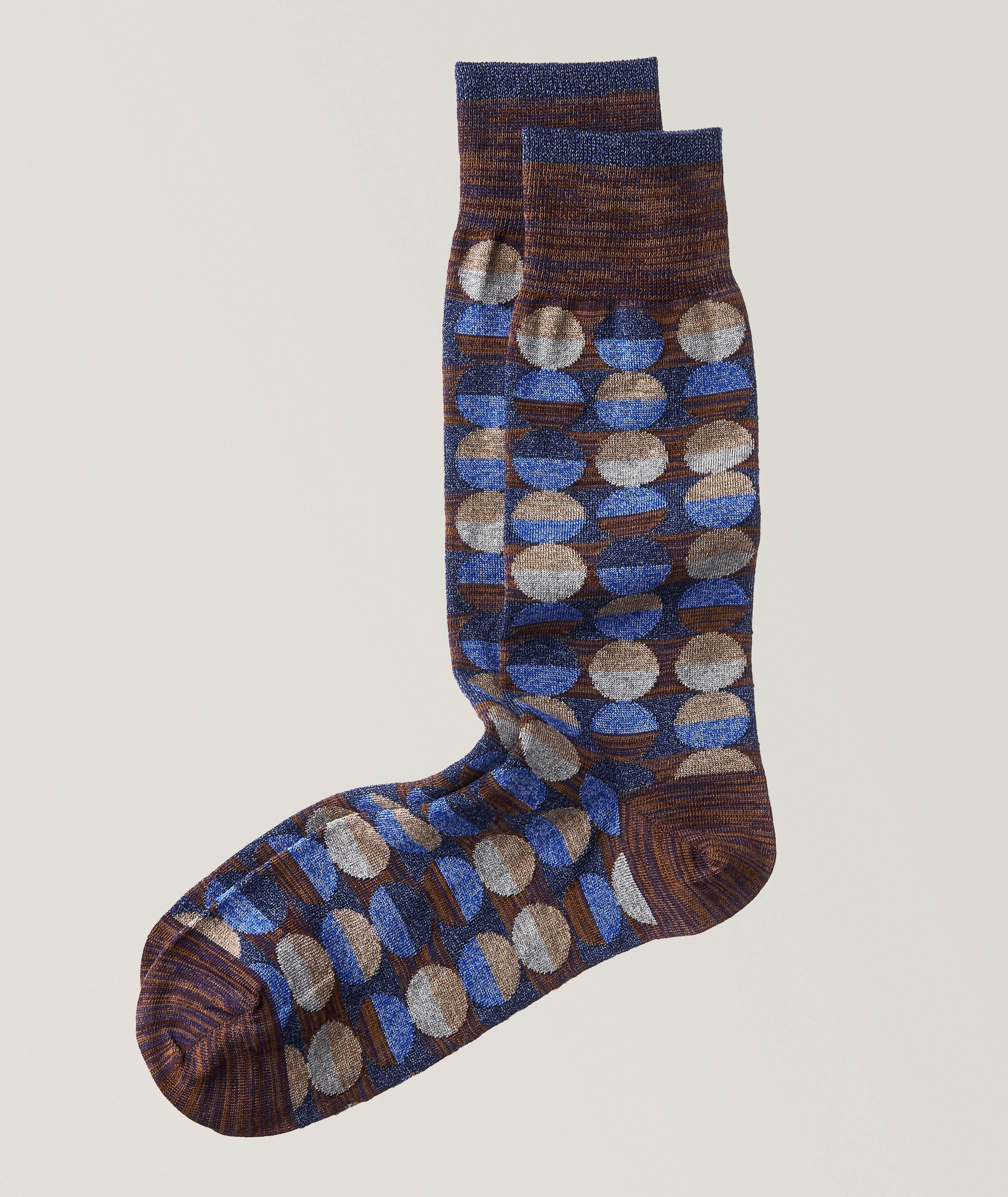Retro Circle Stripe Stretch-Cotton Socks image 0