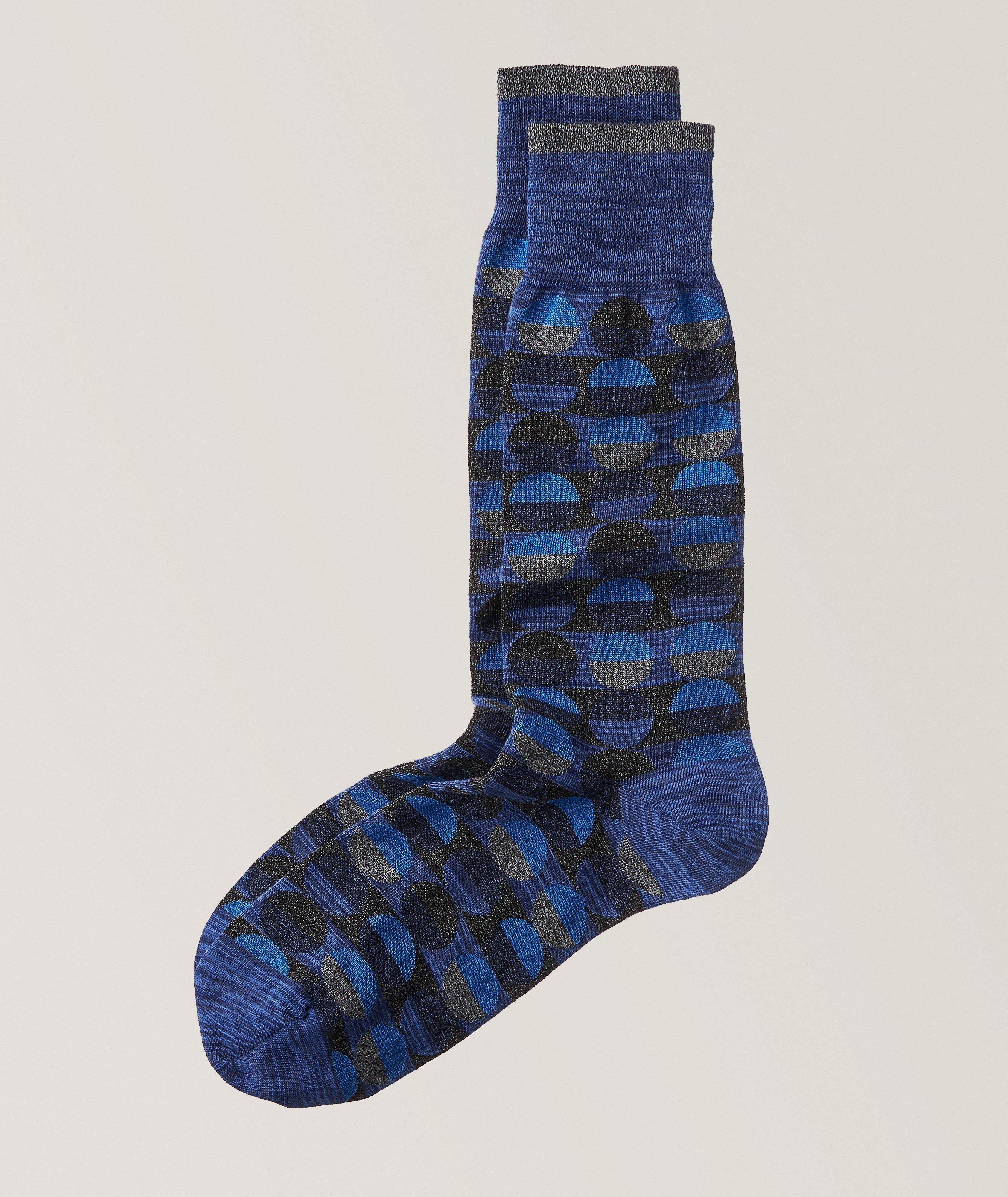 Retro Circle Stripe Stretch-Cotton Socks image 0