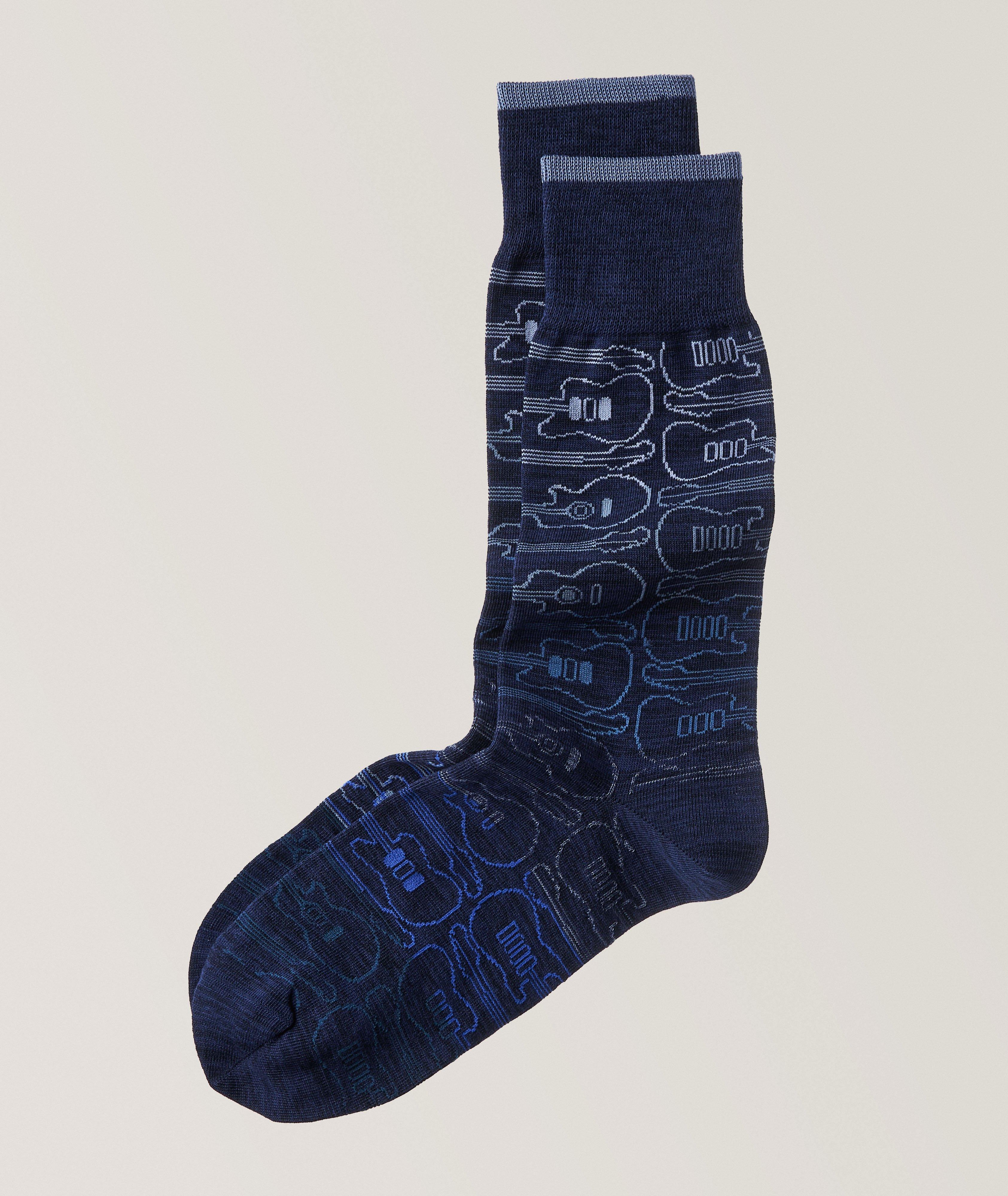 Chaussettes en coton extensible à motif guitare image 0