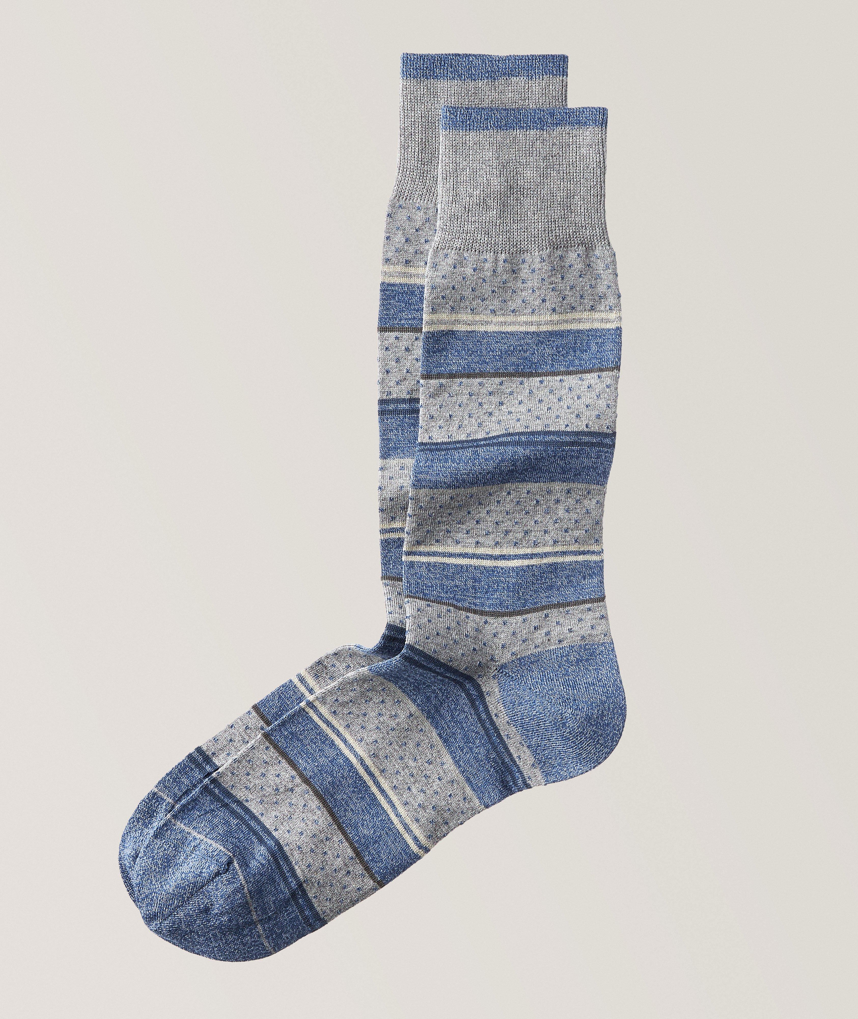 Chaussettes en coton extensible à rayures à pois image 0