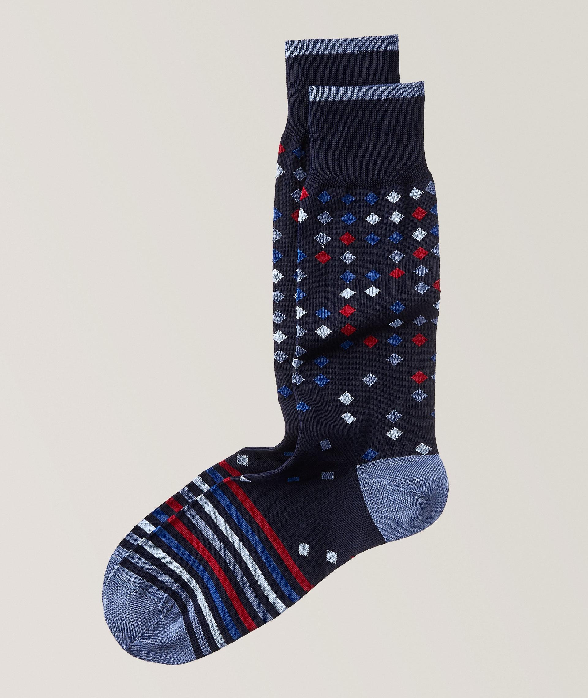 Diamond Stripe Stretch-Cotton Socks image 0