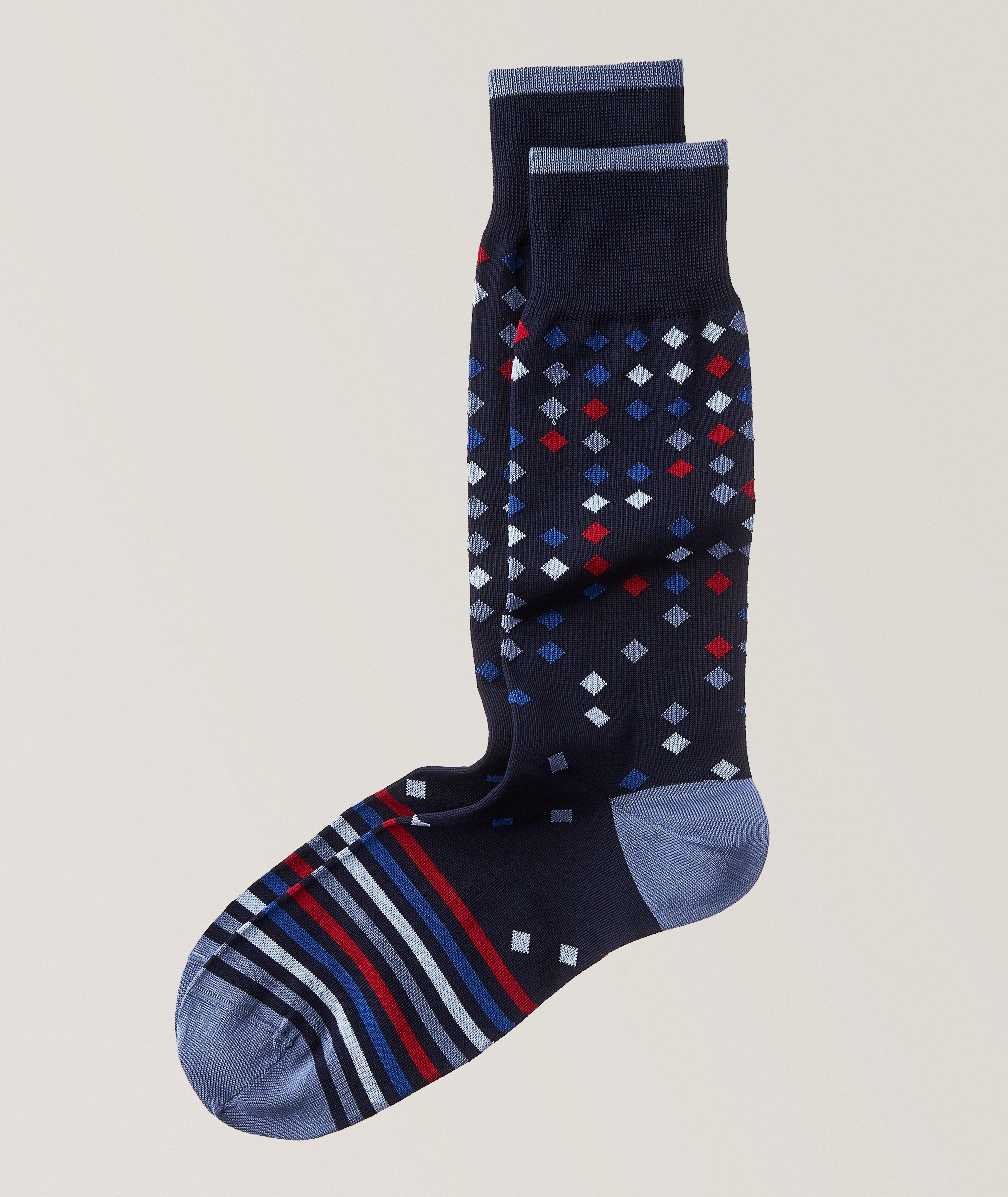 Diamond Stripe Stretch-Cotton Socks image 0