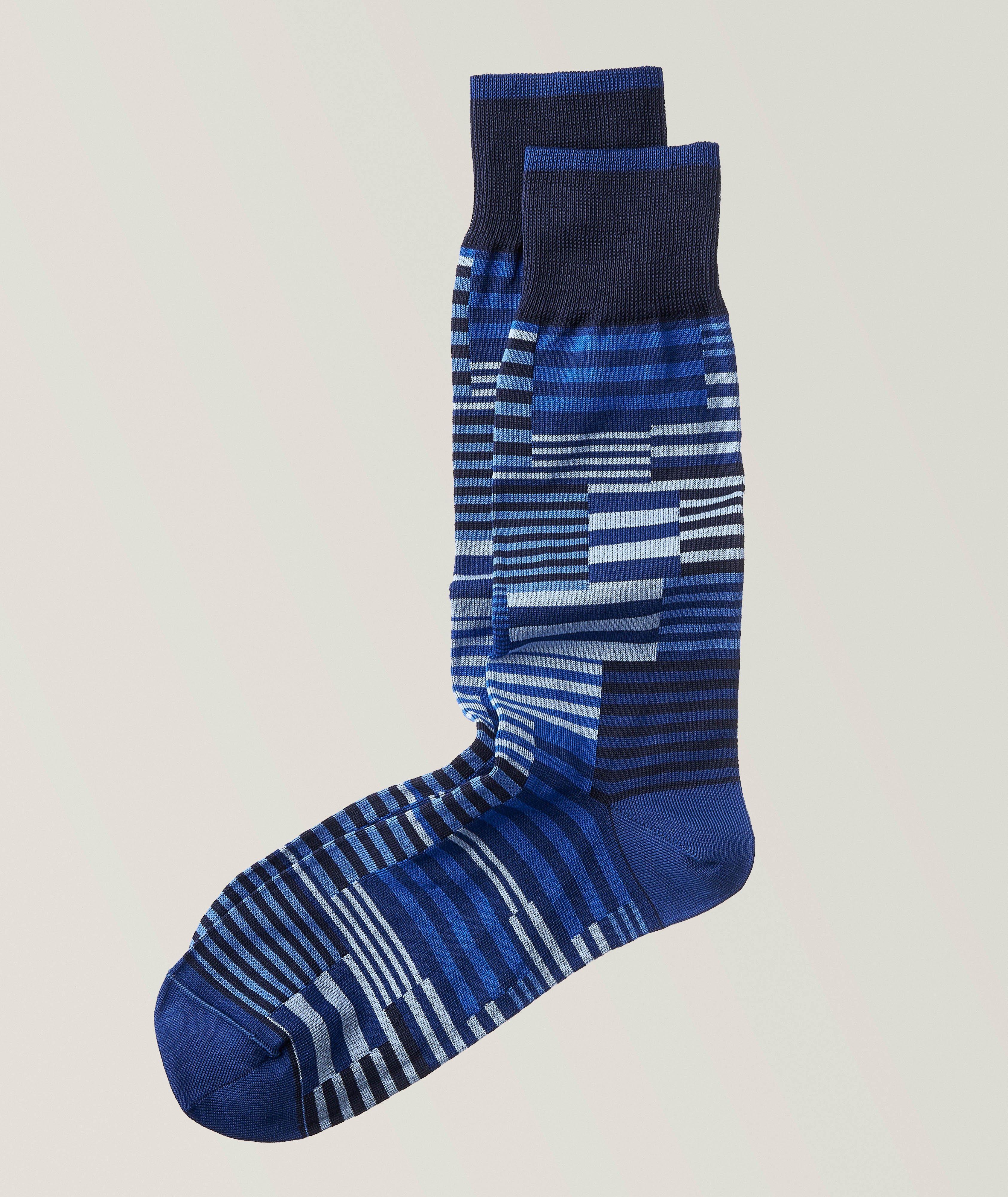 Chaussettes en coton extensible à rayures blocs image 0