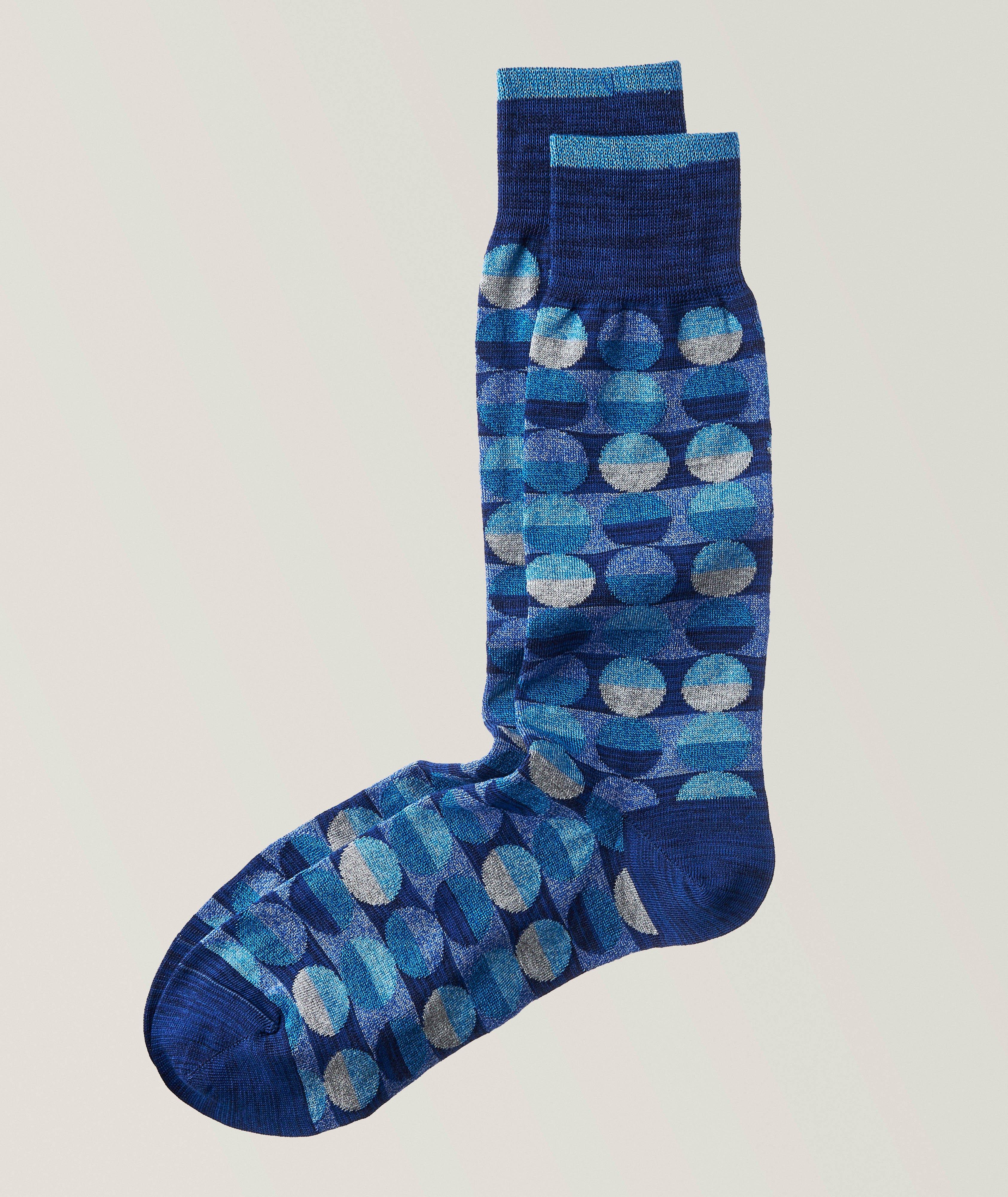 Retro Circle Stripe Stretch-Cotton Socks image 0