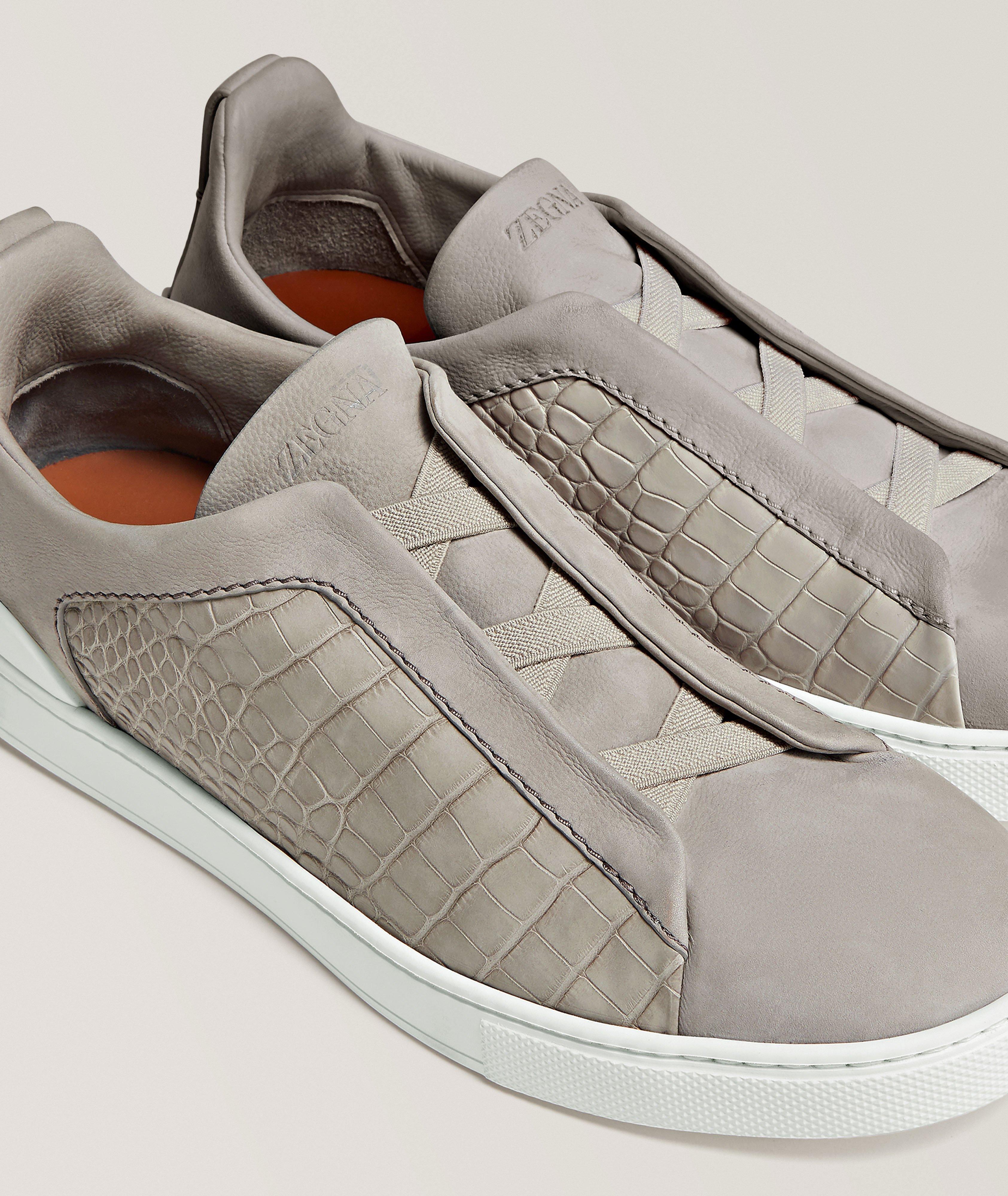 Triple Stitch Alligator Leather & Suede Sneakers image 2