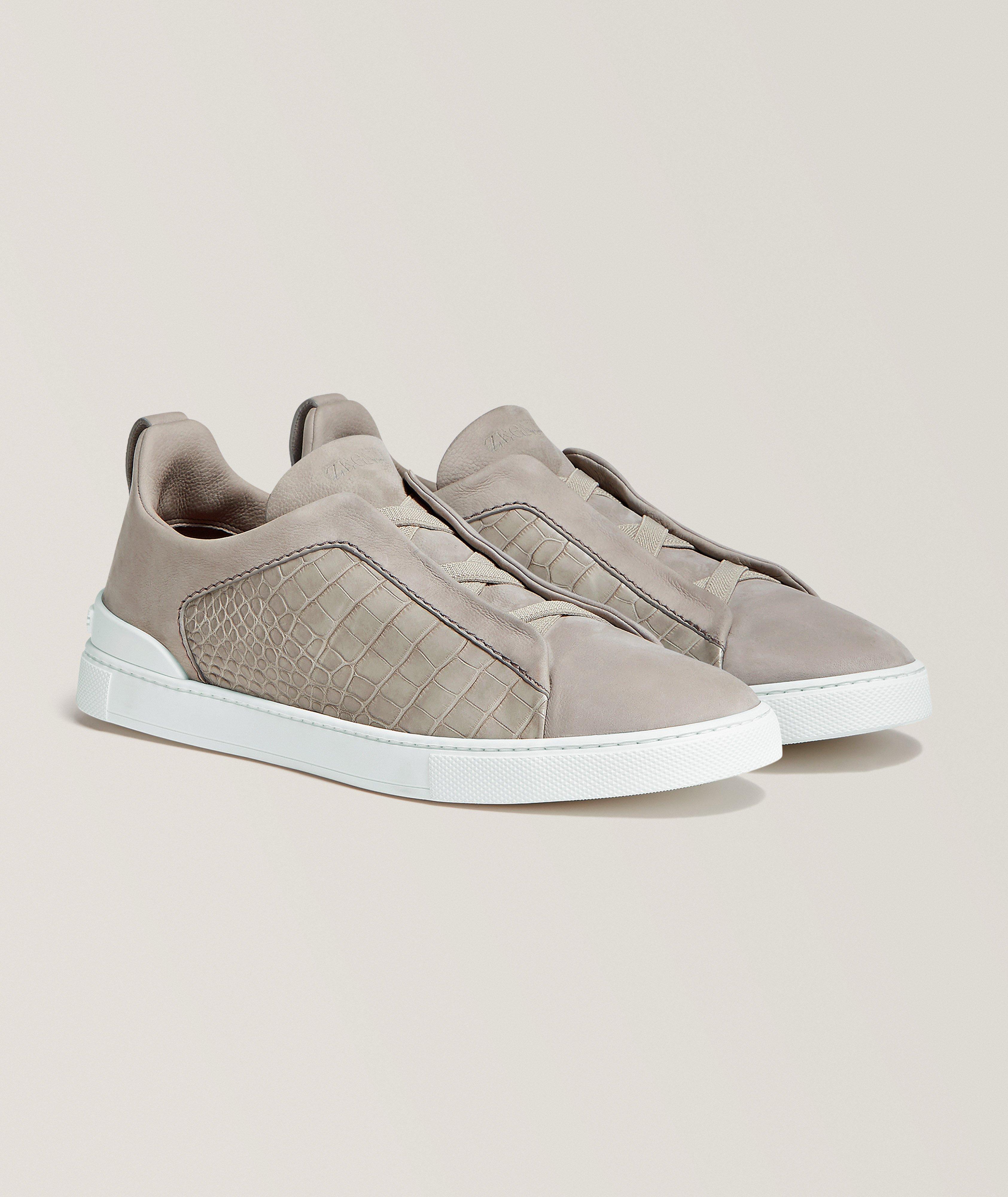 Triple Stitch Alligator Leather & Suede Sneakers image 3
