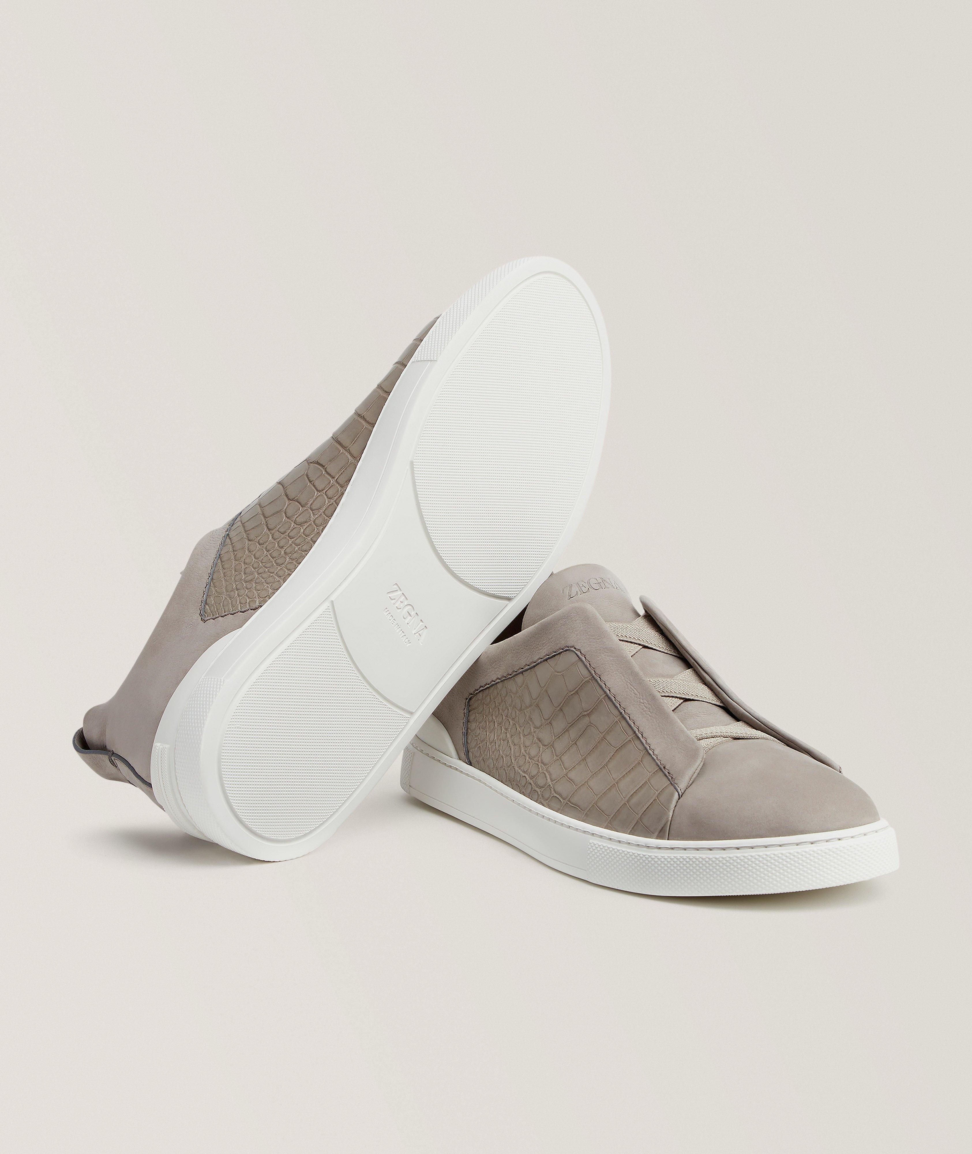 Triple Stitch Alligator Leather & Suede Sneakers image 4