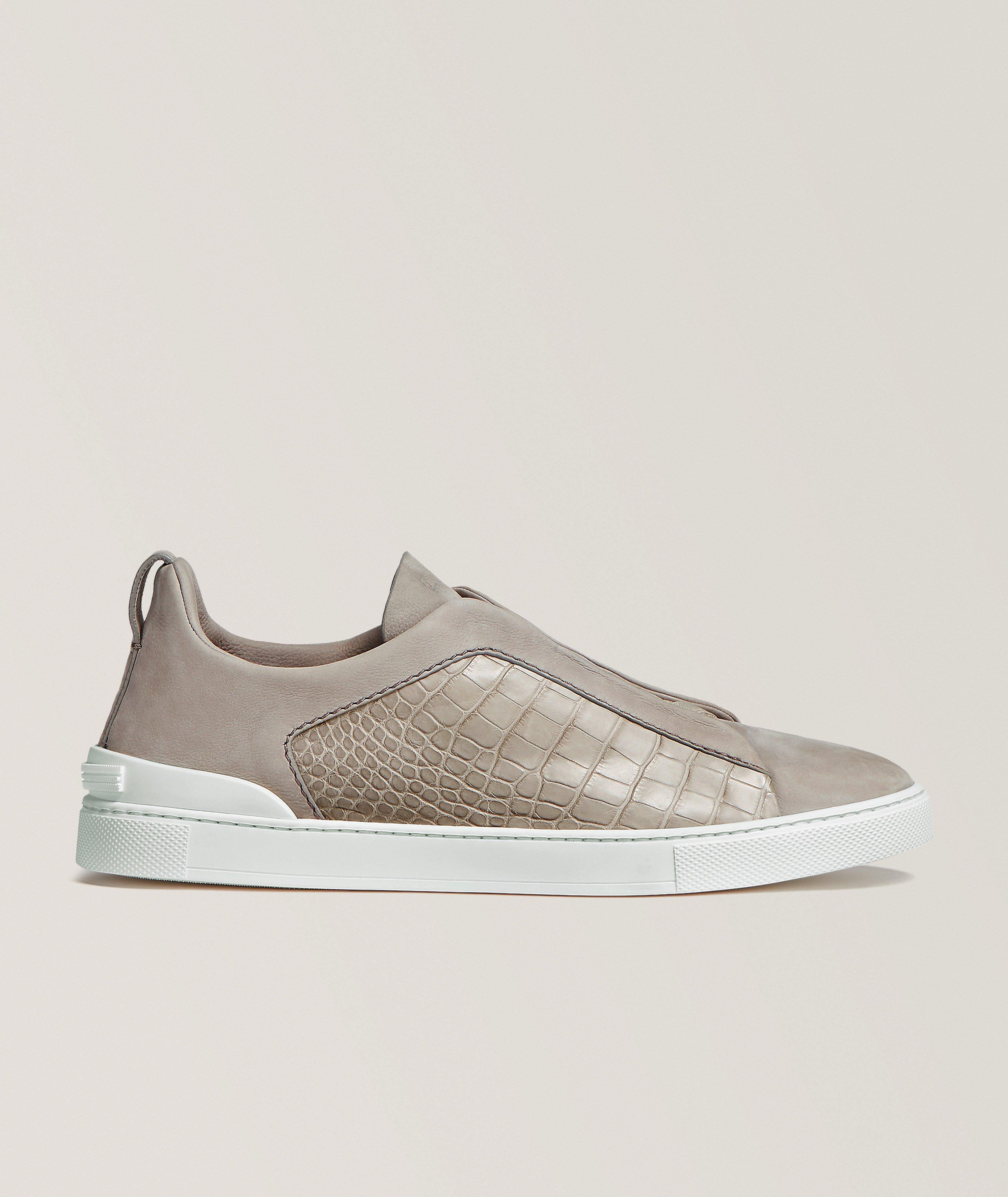 Triple Stitch Alligator Leather & Suede Sneakers image 0