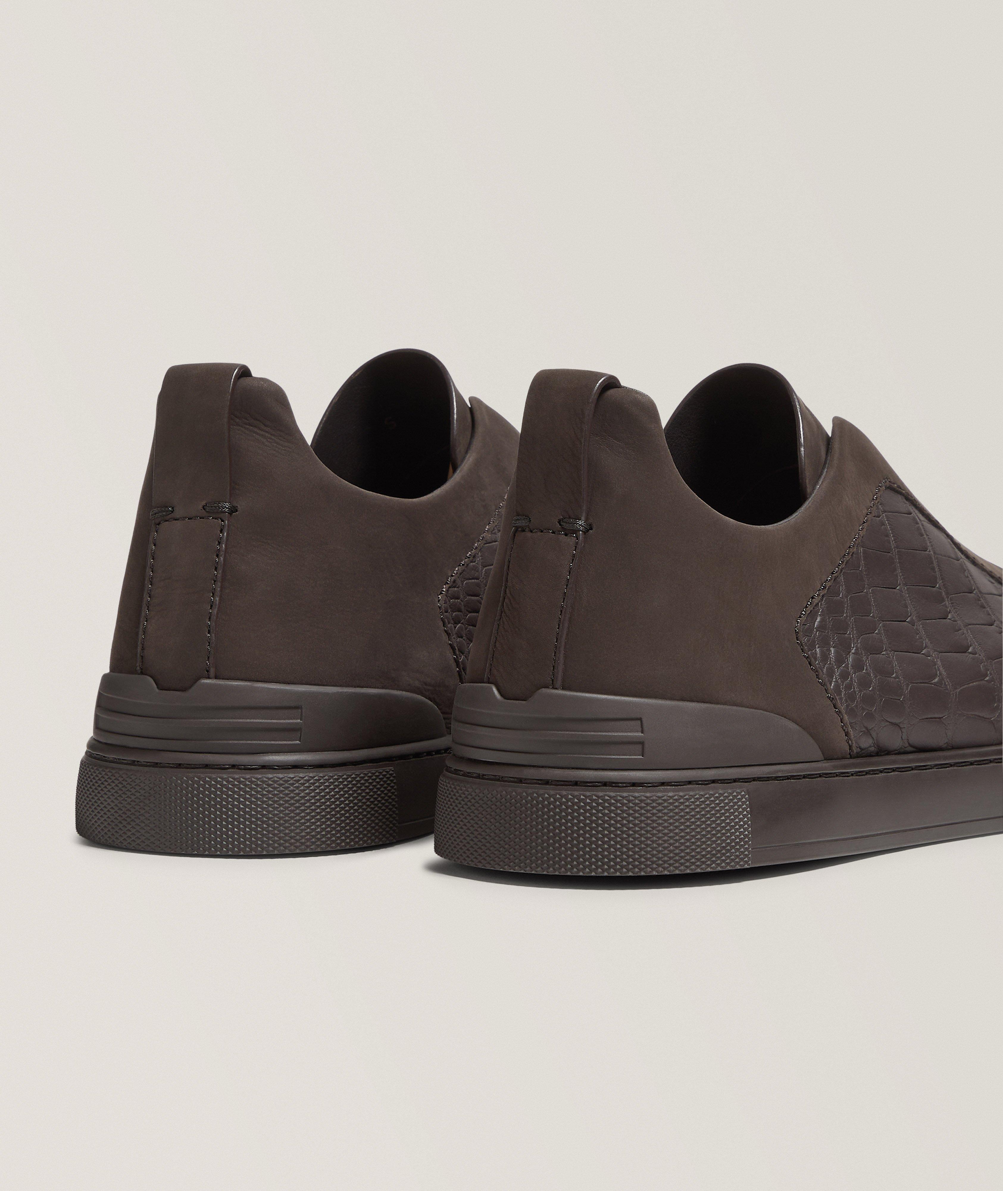 Triple Stitch Alligator Leather & Suede Sneakers image 2