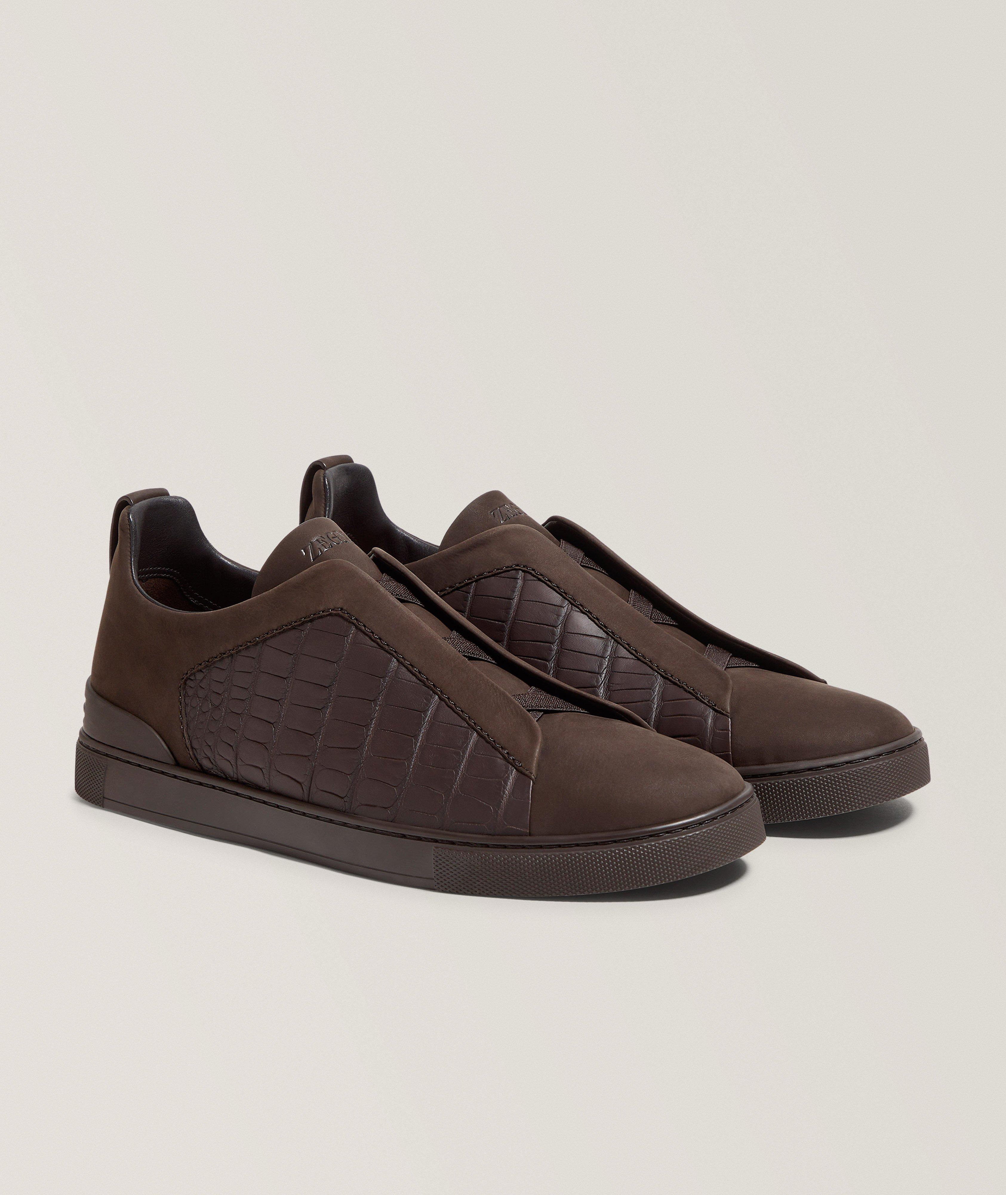 Triple Stitch Alligator Leather & Suede Sneakers image 3