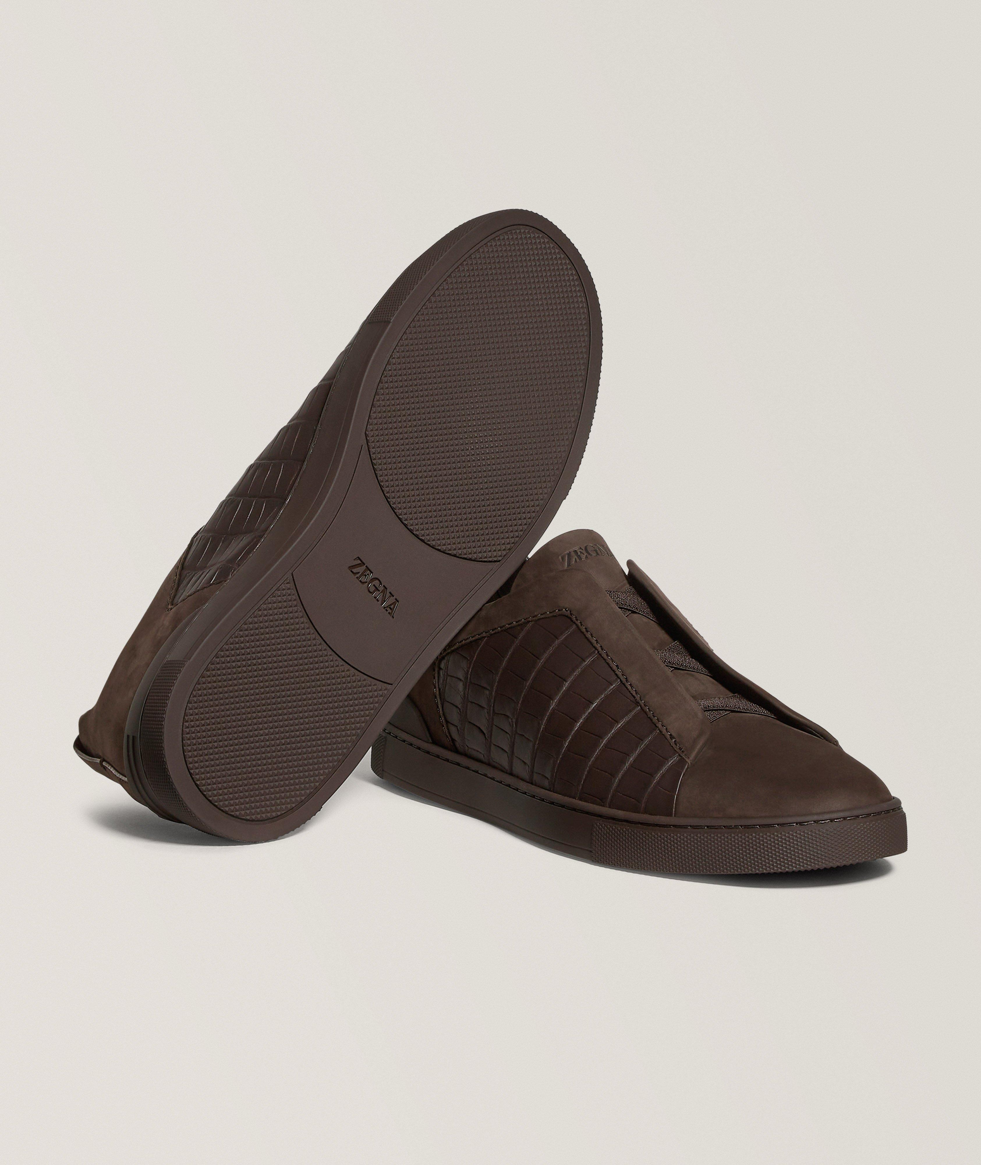 Triple Stitch Alligator Leather & Suede Sneakers image 4