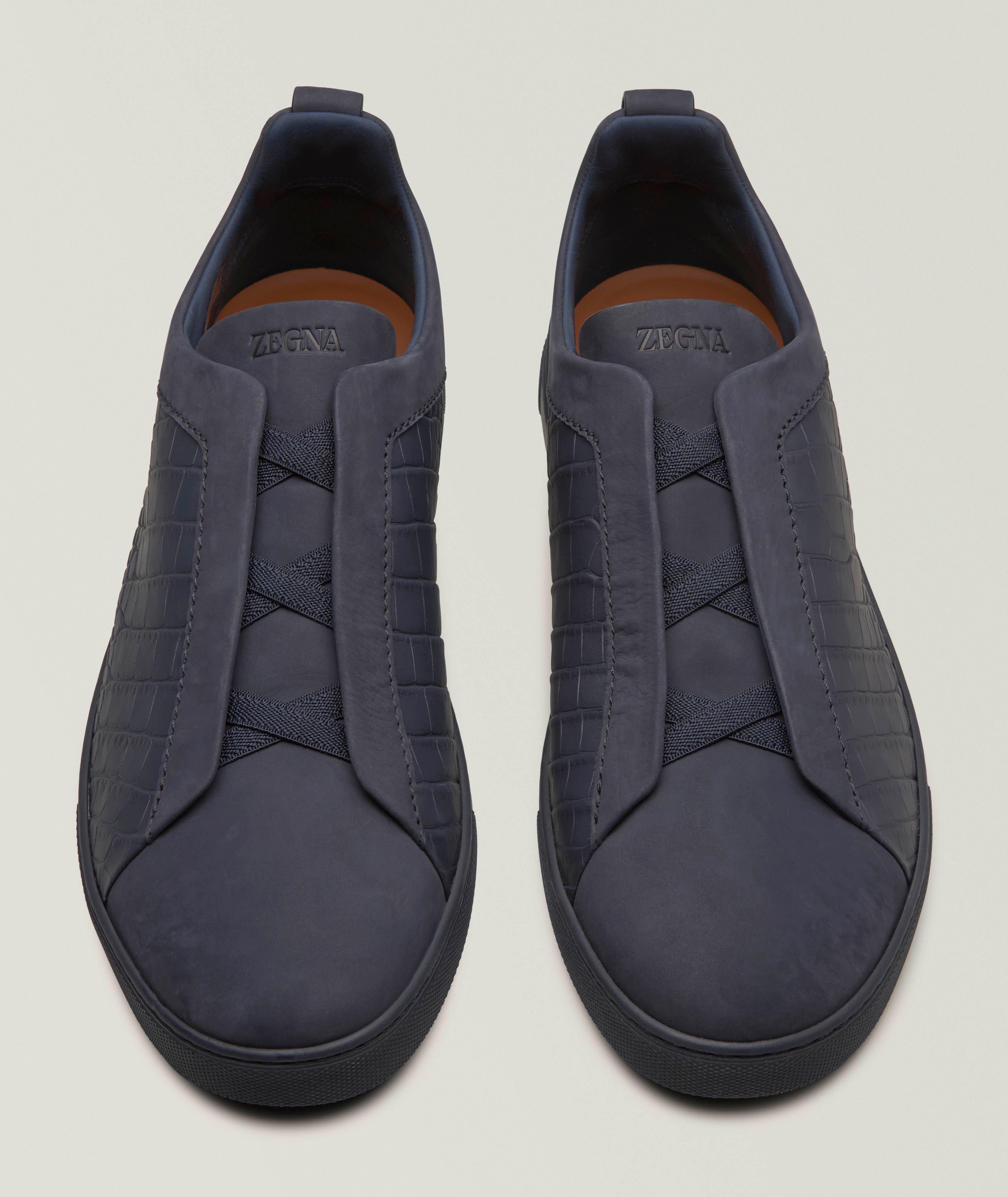 Chaussure sport en cuir d’alligator et en suède, collection Triple Stitch image 1