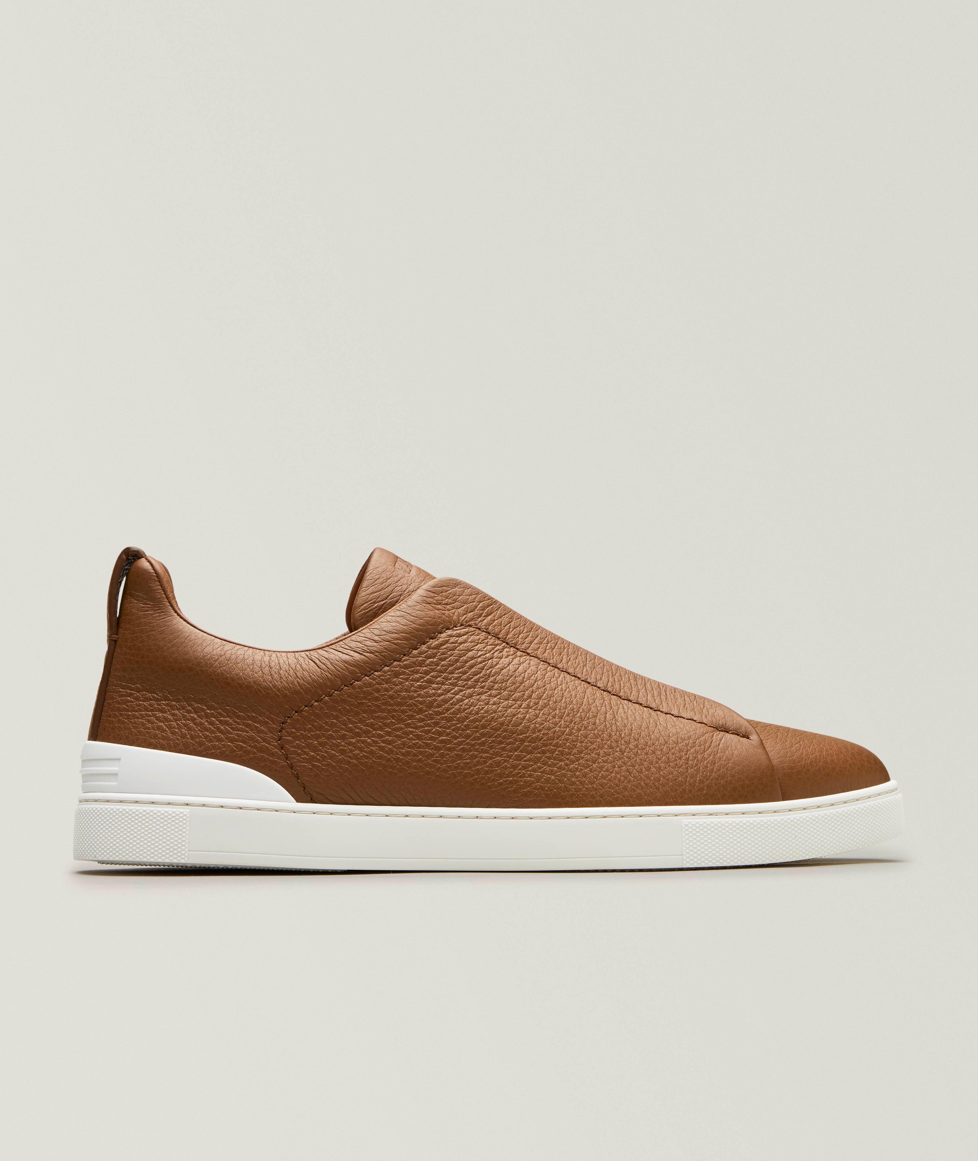 ZEGNA Chaussure sport en cuir de chevreuil, collection Triple Stitch