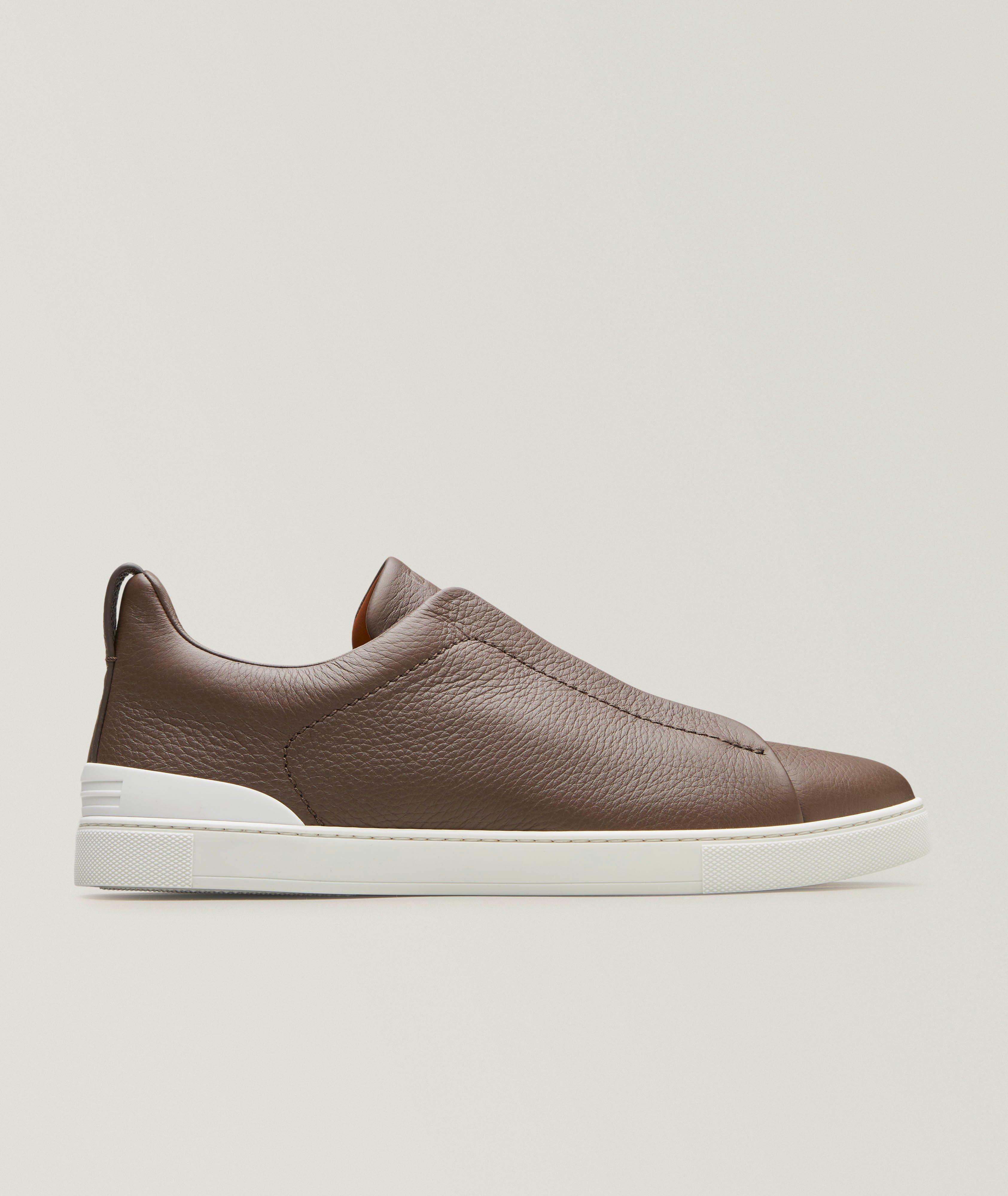 ZEGNA Chaussure sport en cuir de chevreuil, collection Triple Stitch