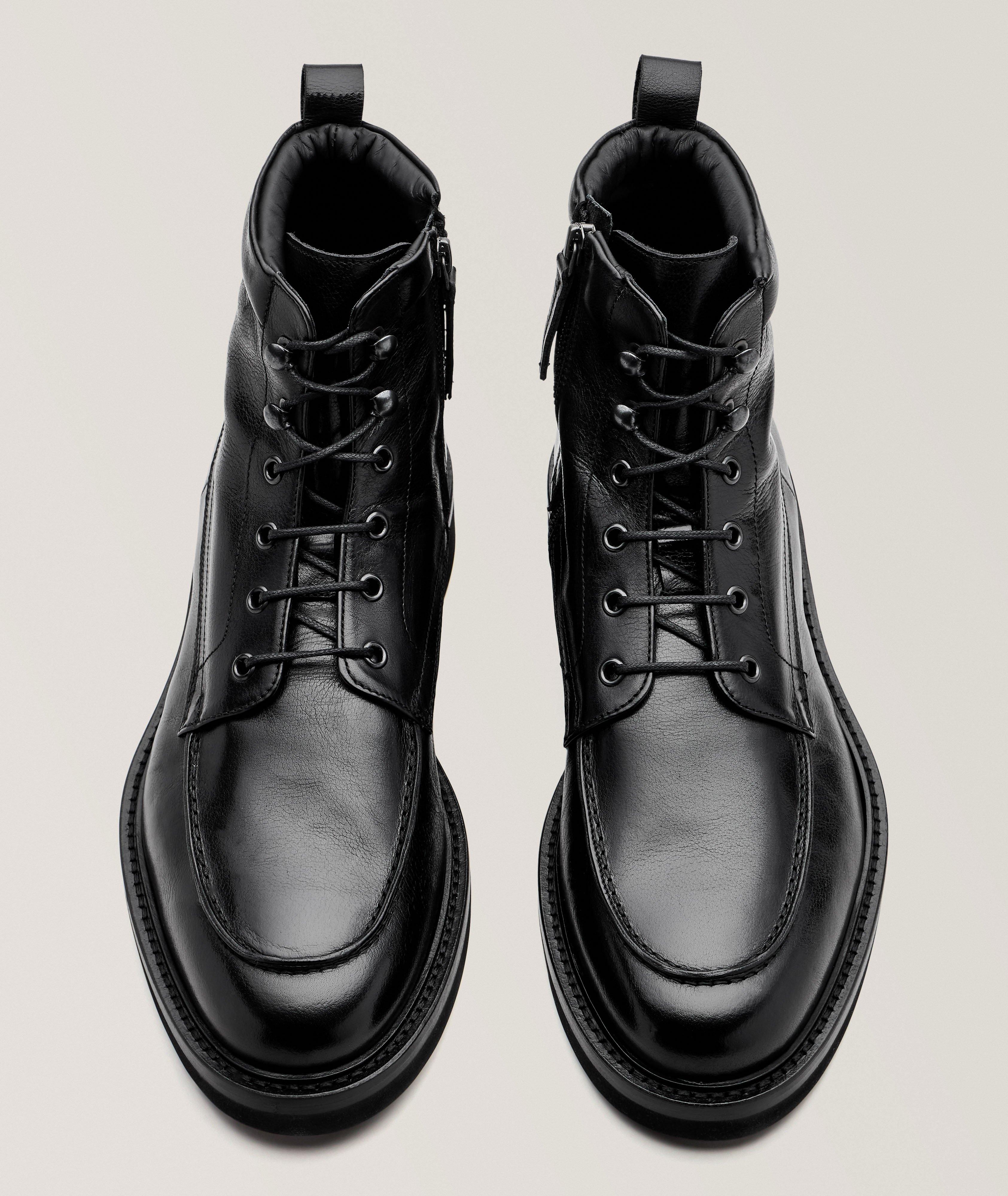 Grained Leather Lace-Up Boots image 1