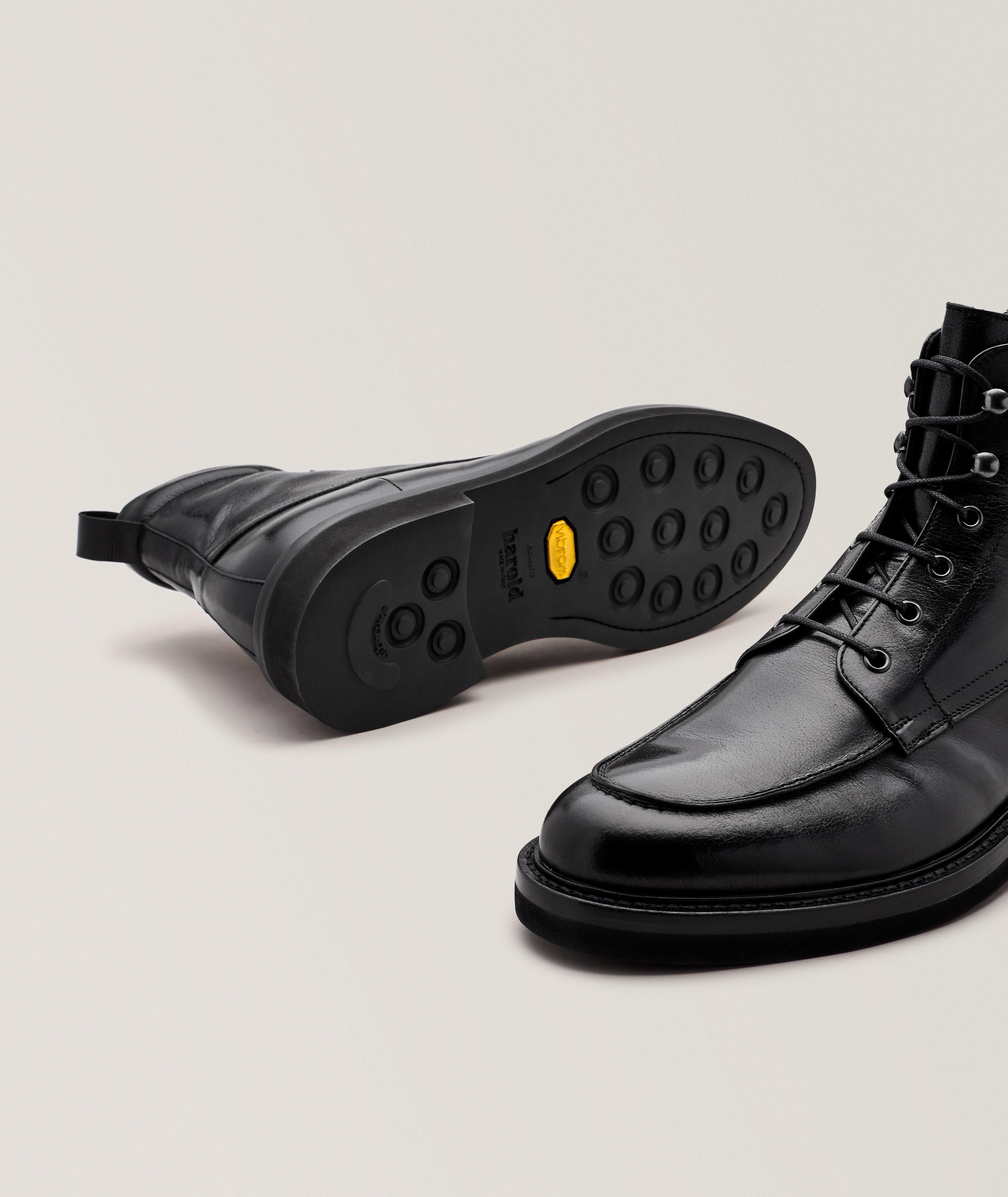 Grained Leather Lace-Up Boots image 3