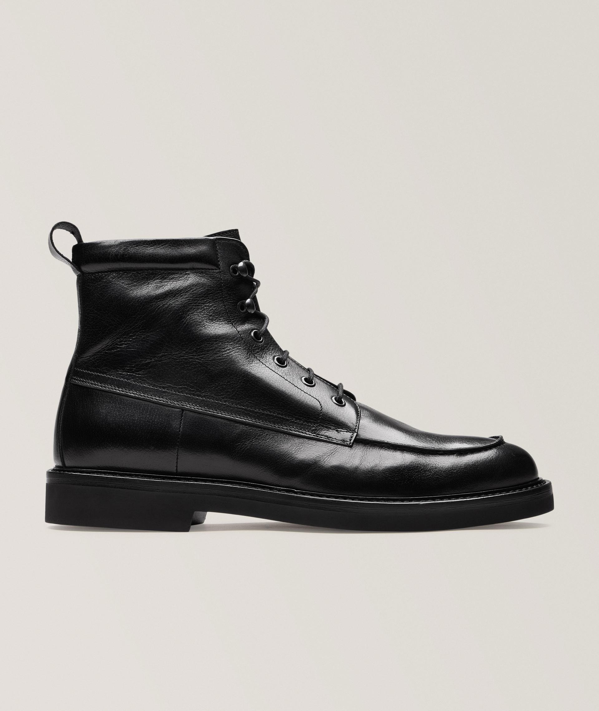 Grained Leather Lace-Up Boots image 0