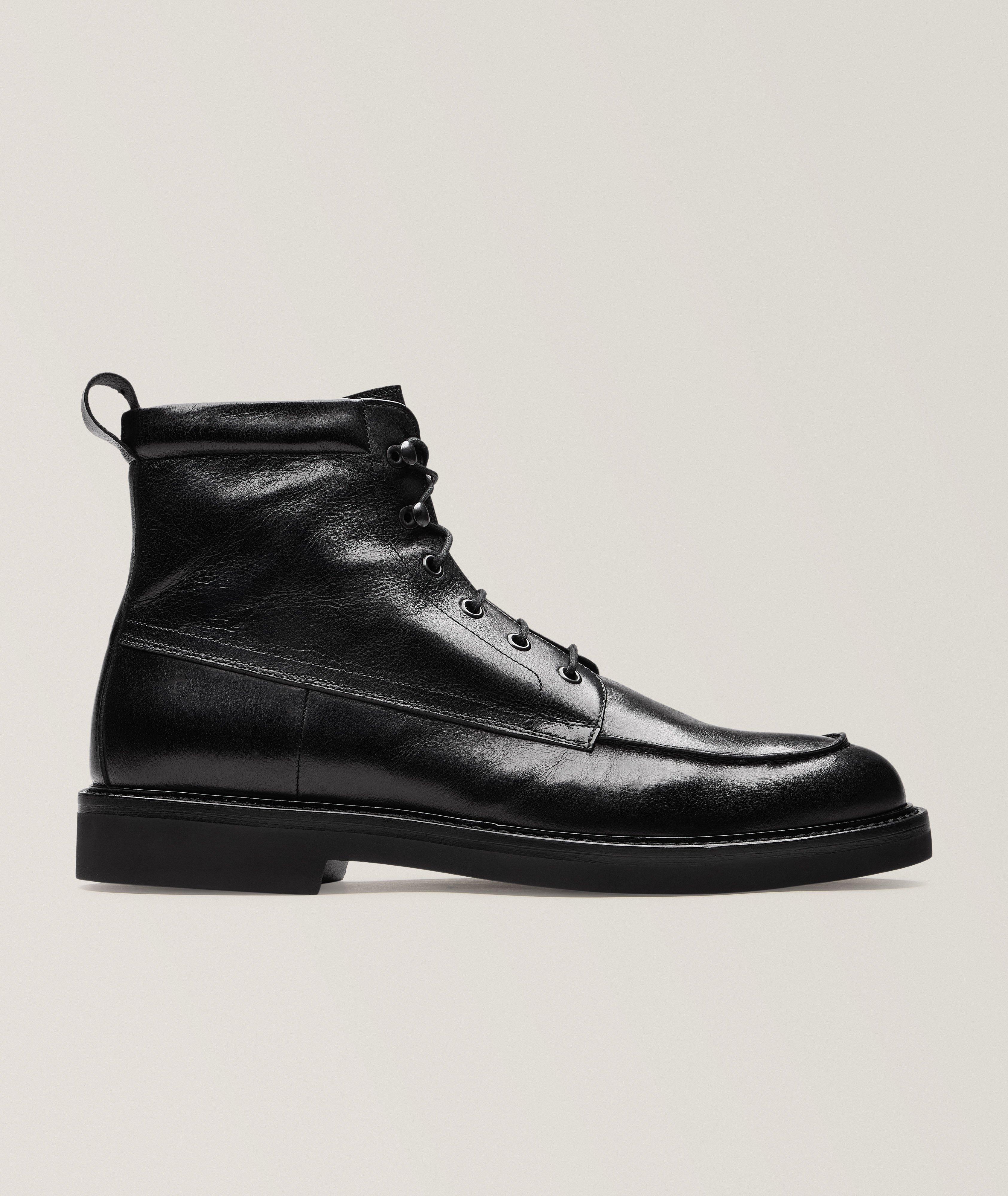 Grained Leather Lace-Up Boots image 0