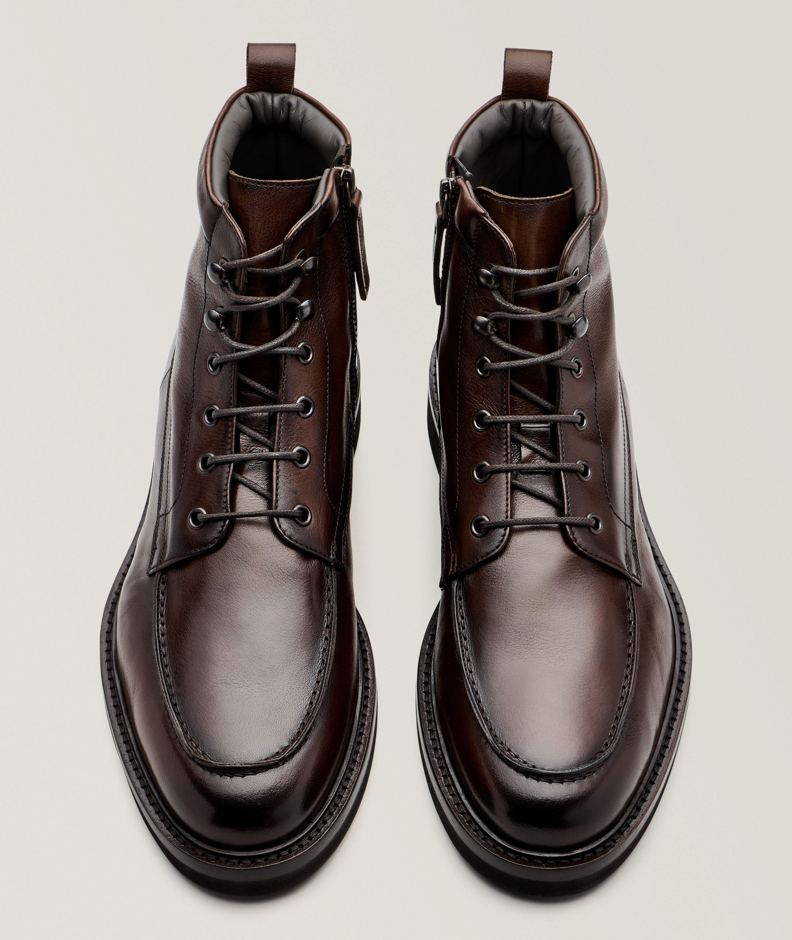 Grained Leather Lace-Up Boots image 1