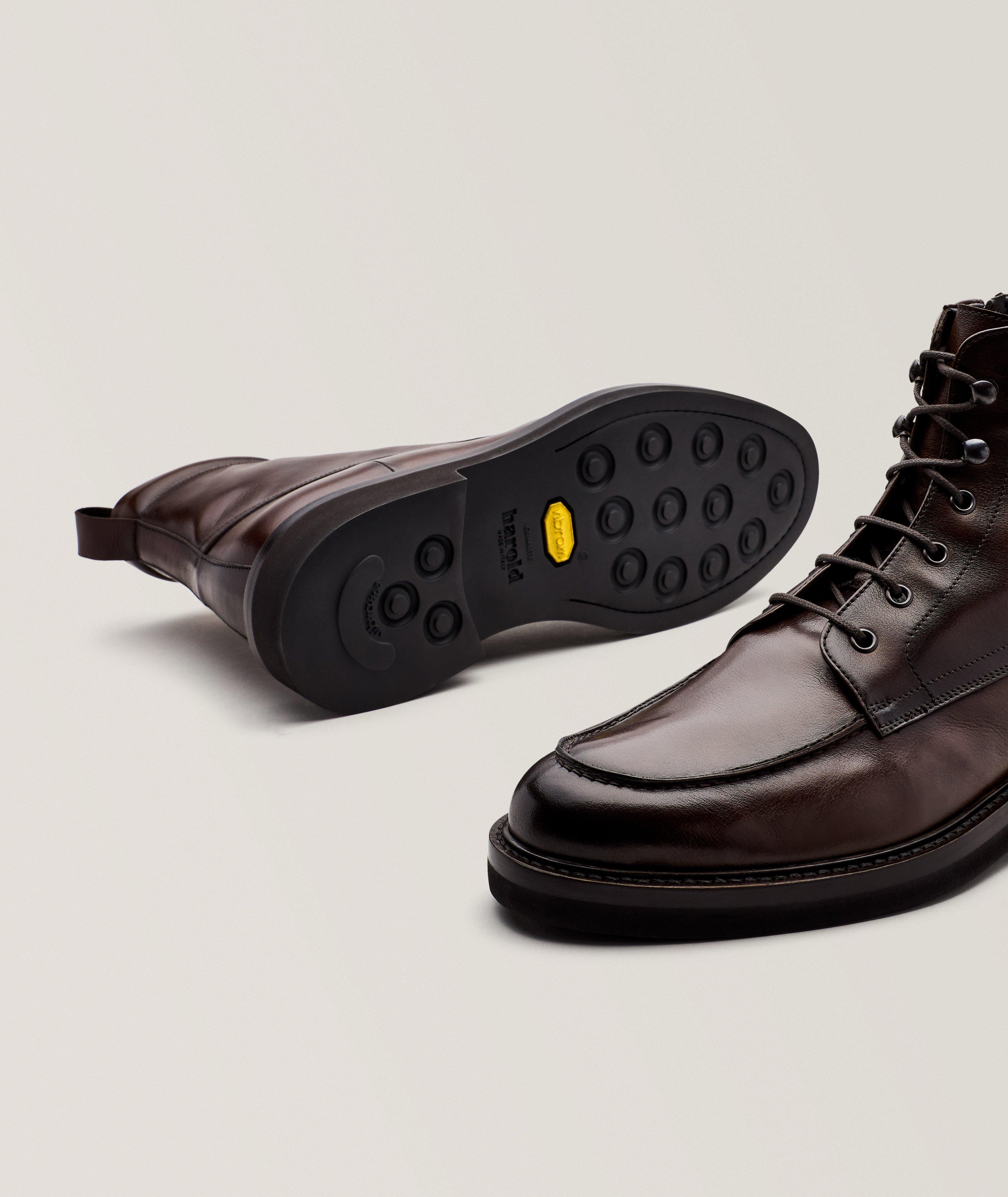 Grained Leather Lace-Up Boots image 3