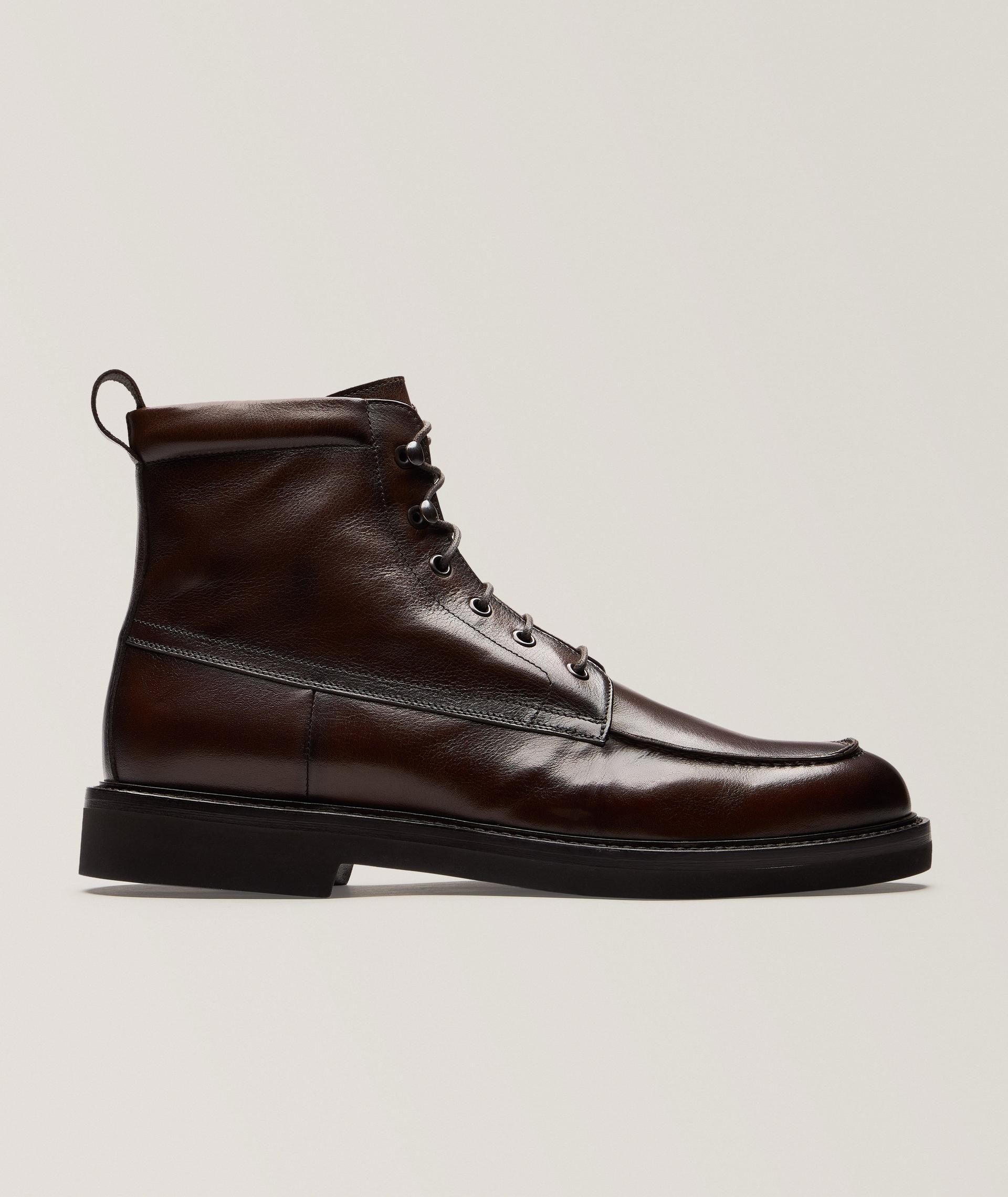 Grained Leather Lace-Up Boots image 0