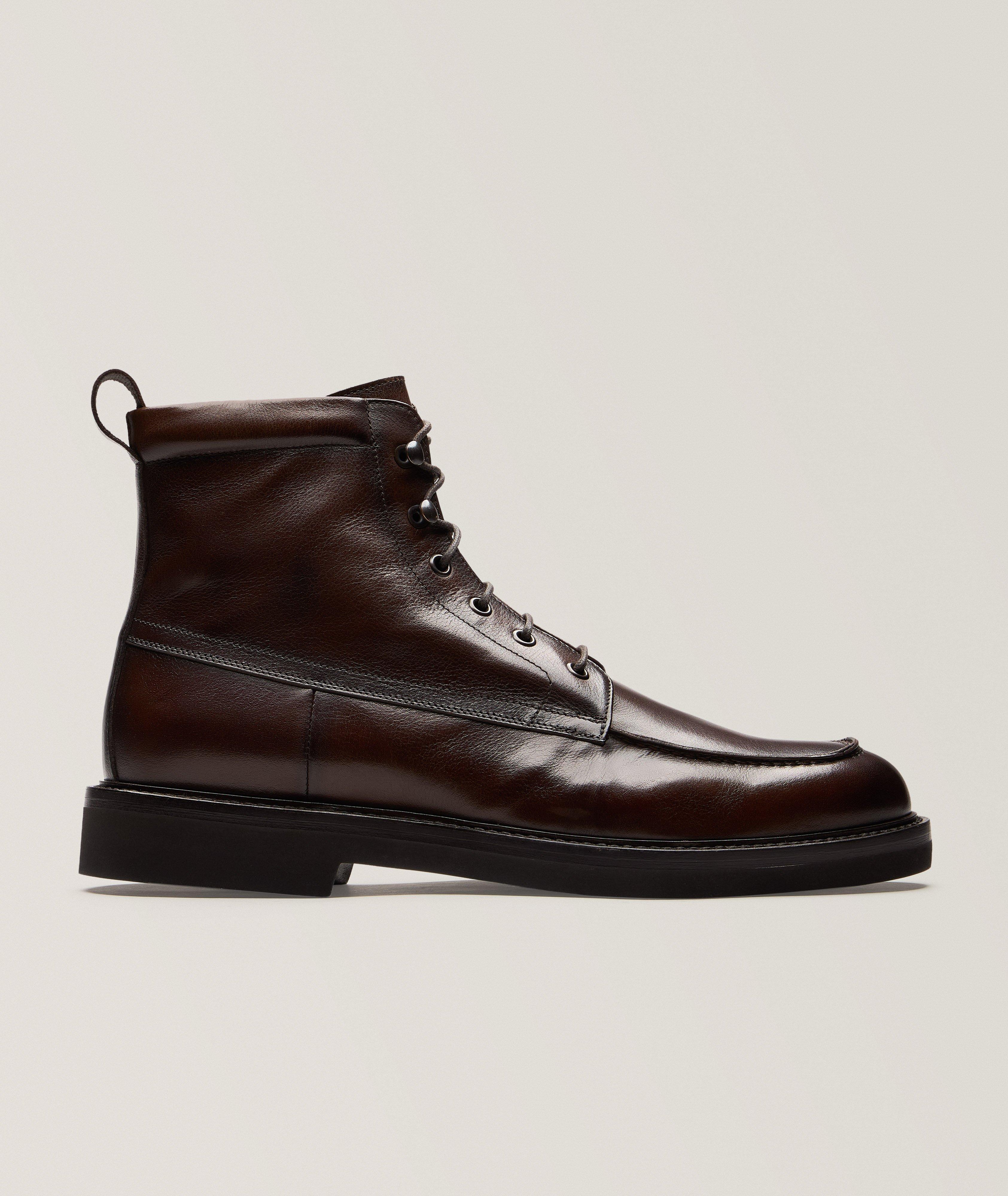 Grained Leather Lace-Up Boots image 0