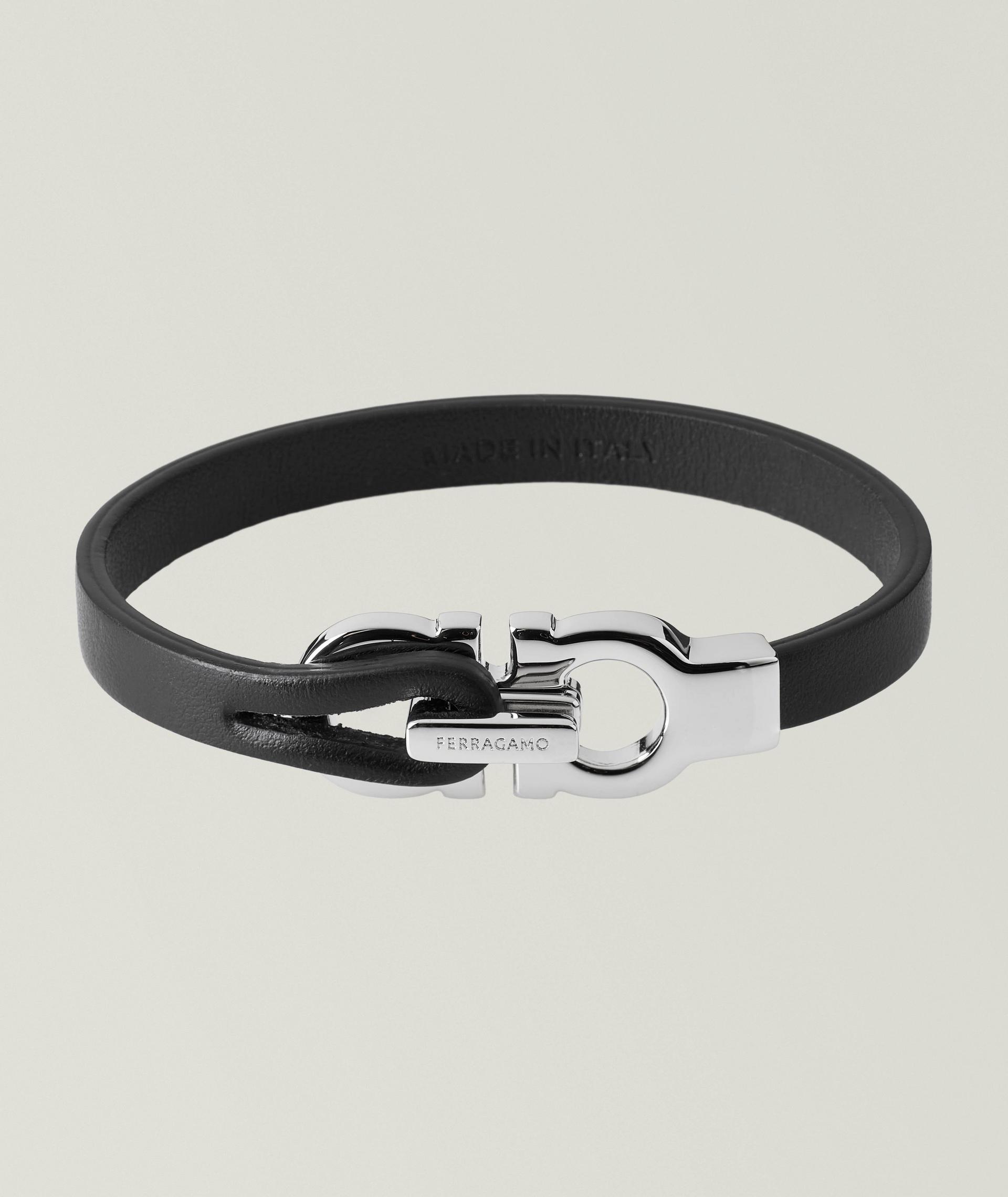 Bracelet en cuir à logos Gancini image 0