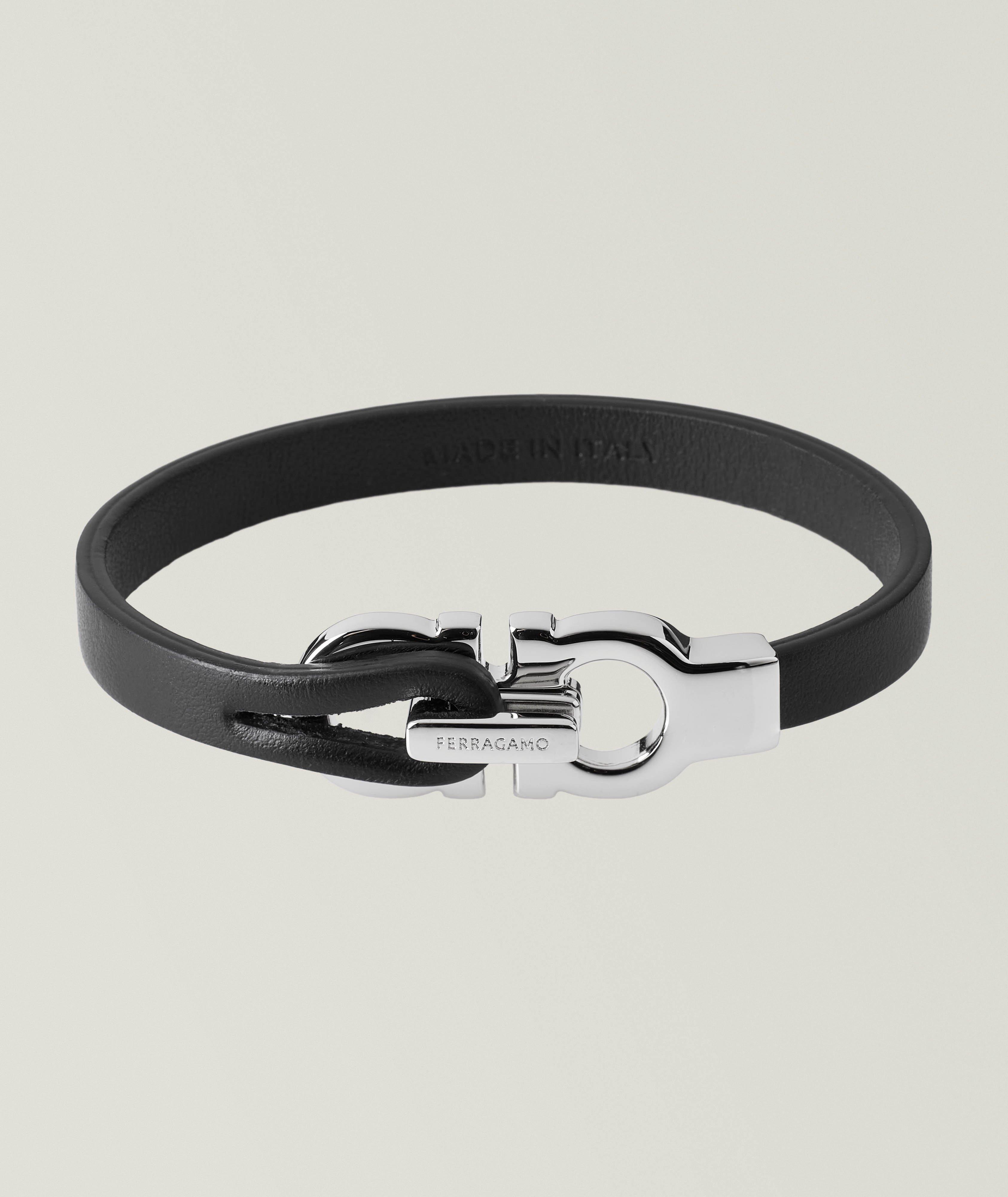 Bracelet en cuir à logos Gancini image 0