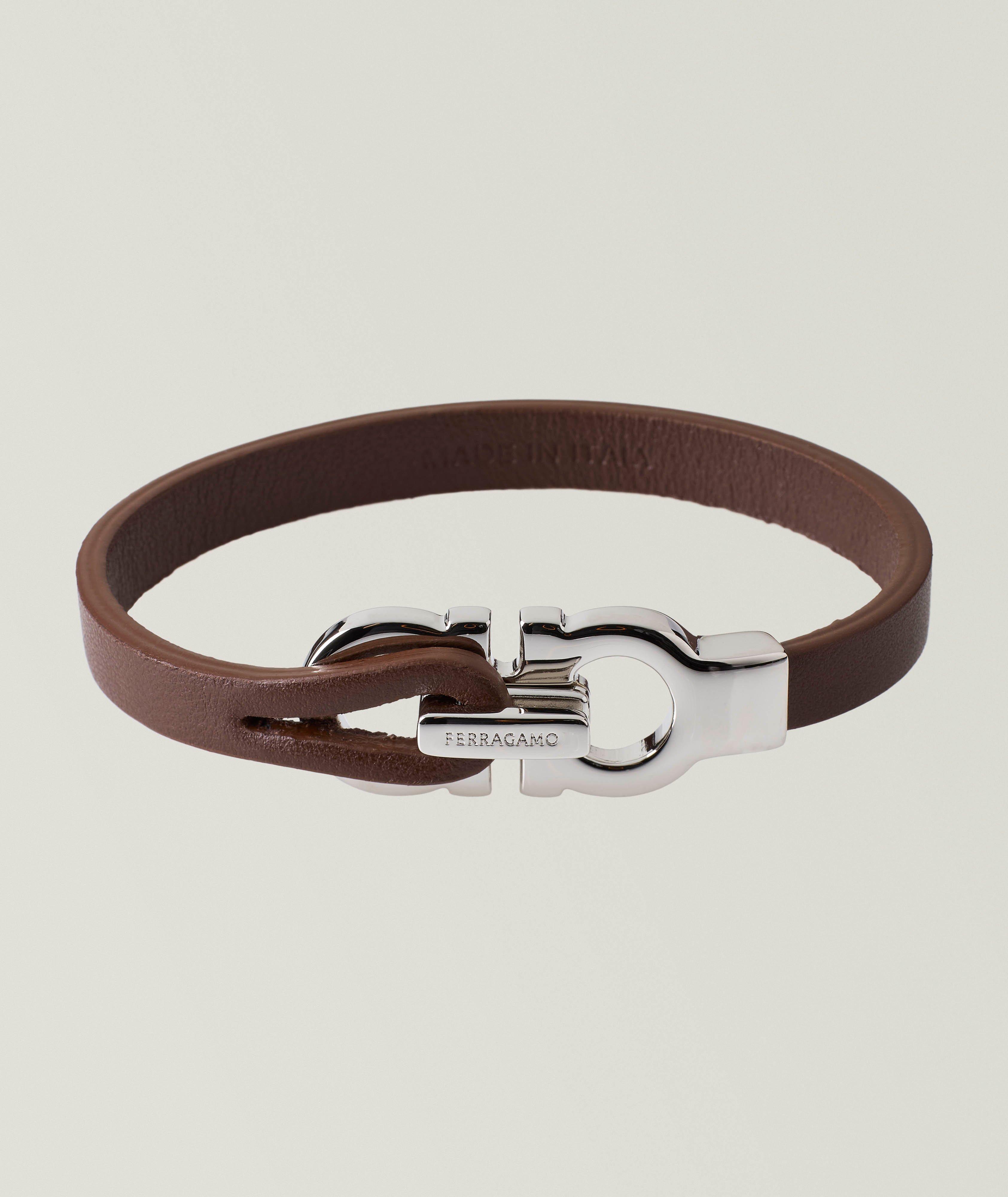 Bracelet en cuir à logos Gancini image 0