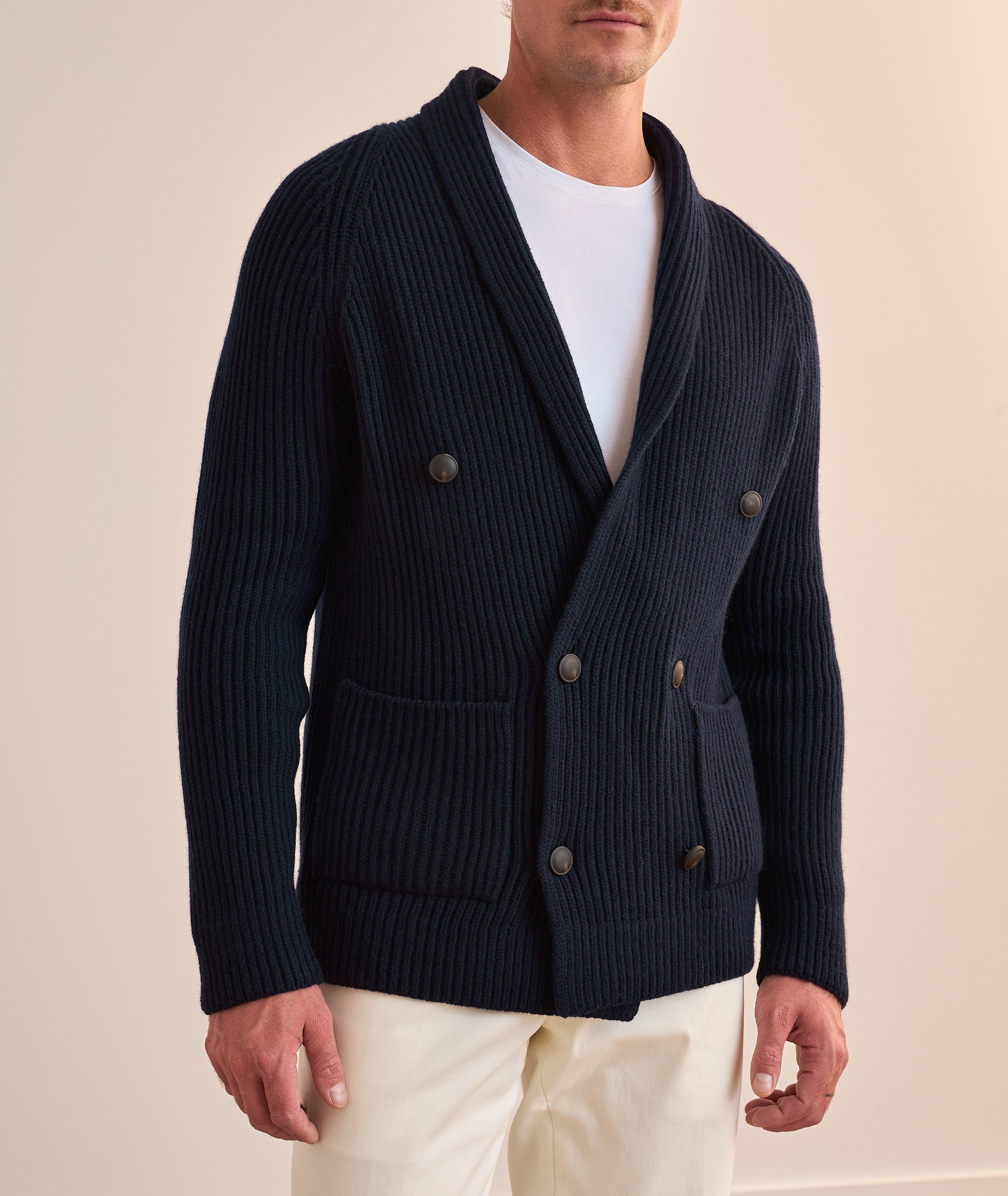 Double-Breasted Wool Shawl Cardigan  image 1