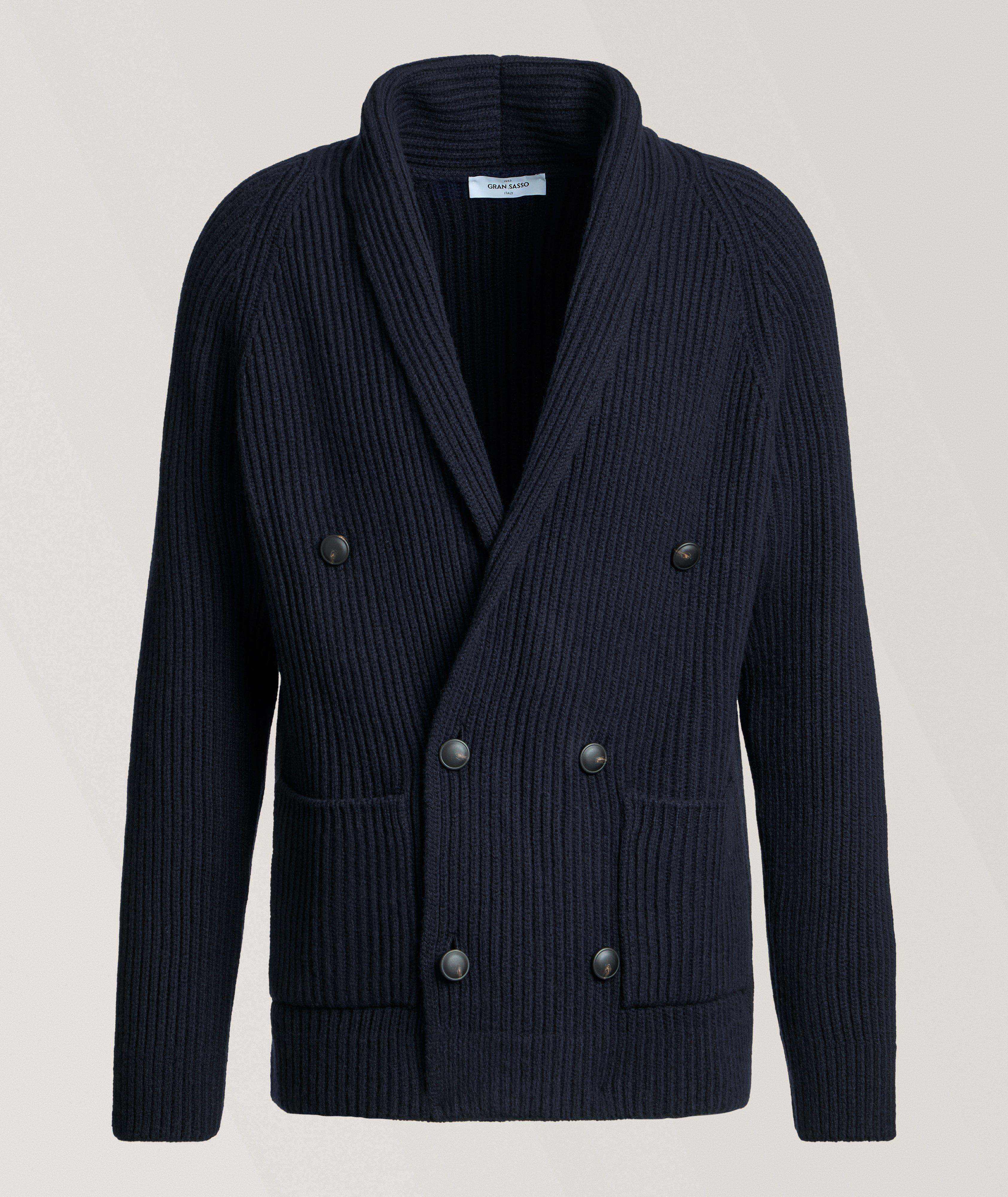 Cardigan à col châle croisé en laine vierge image 0