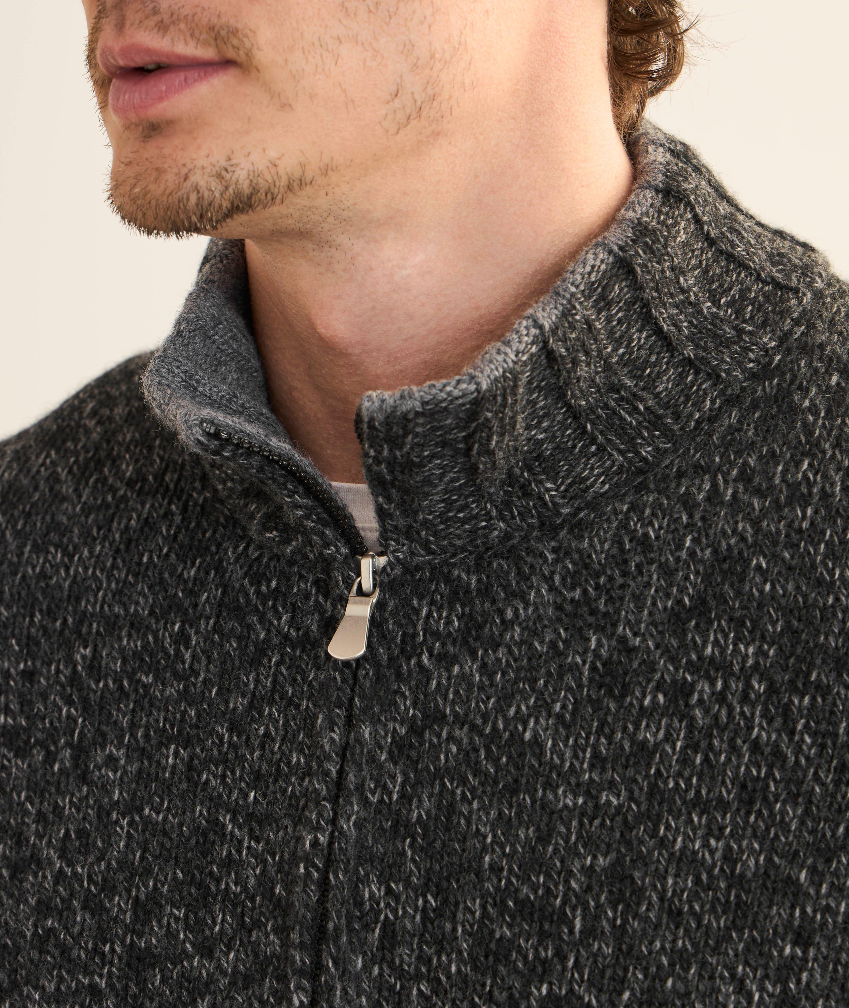 Cardigan zippé en laine vierge effet mélangé coupe ajustée image 3