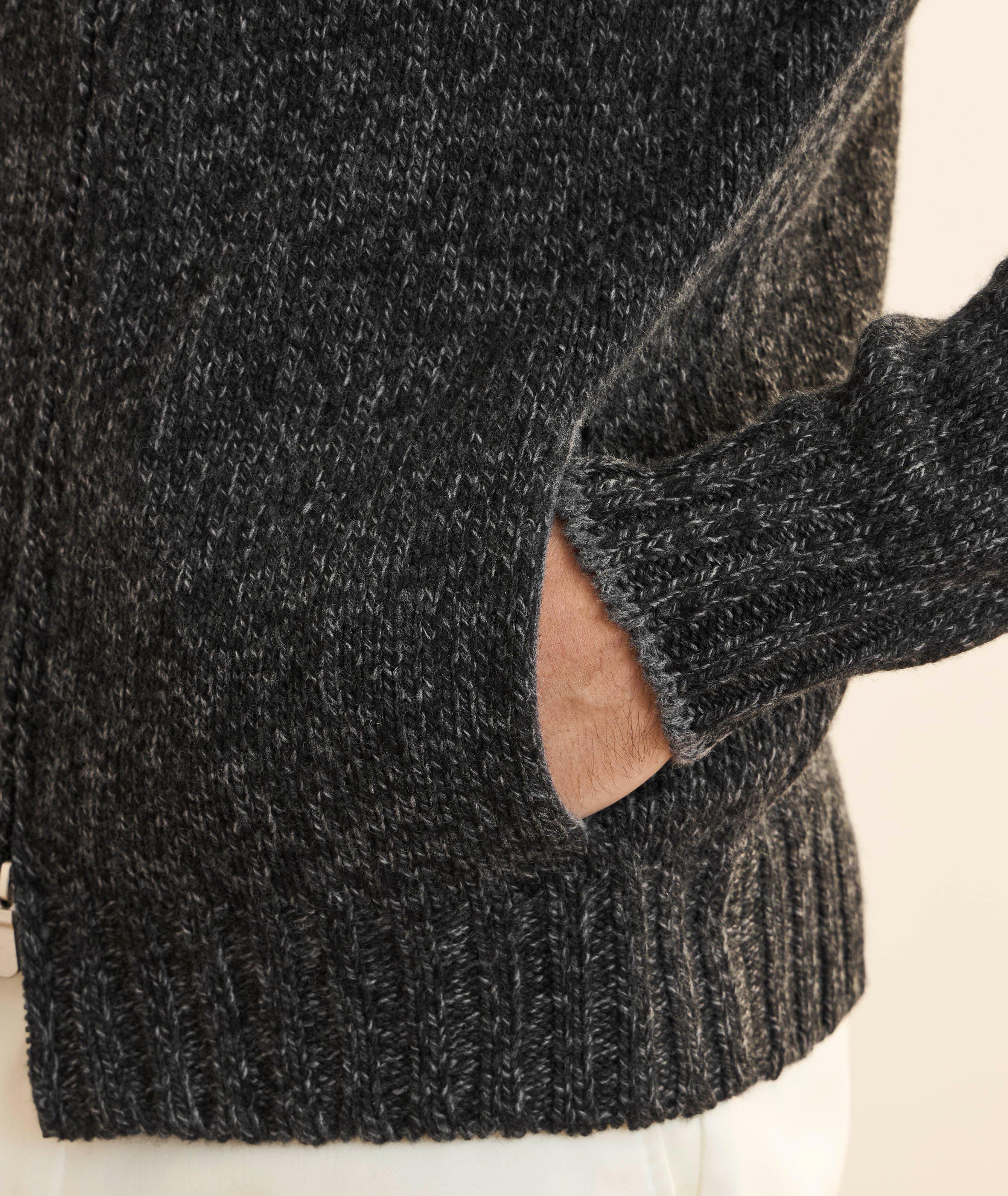 Cardigan zippé en laine vierge effet mélangé coupe ajustée image 4