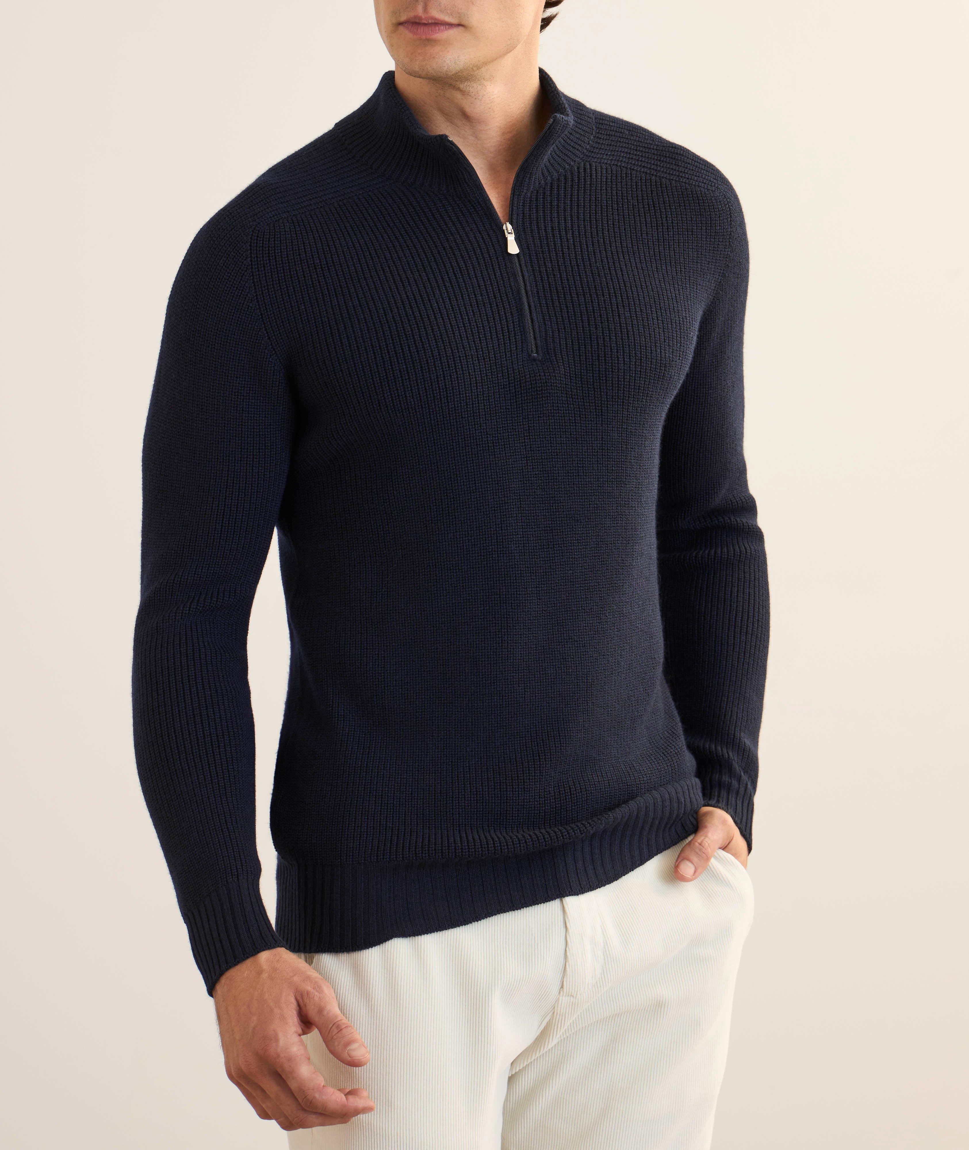 Wool Zipper Mock Neck Sweater image 1