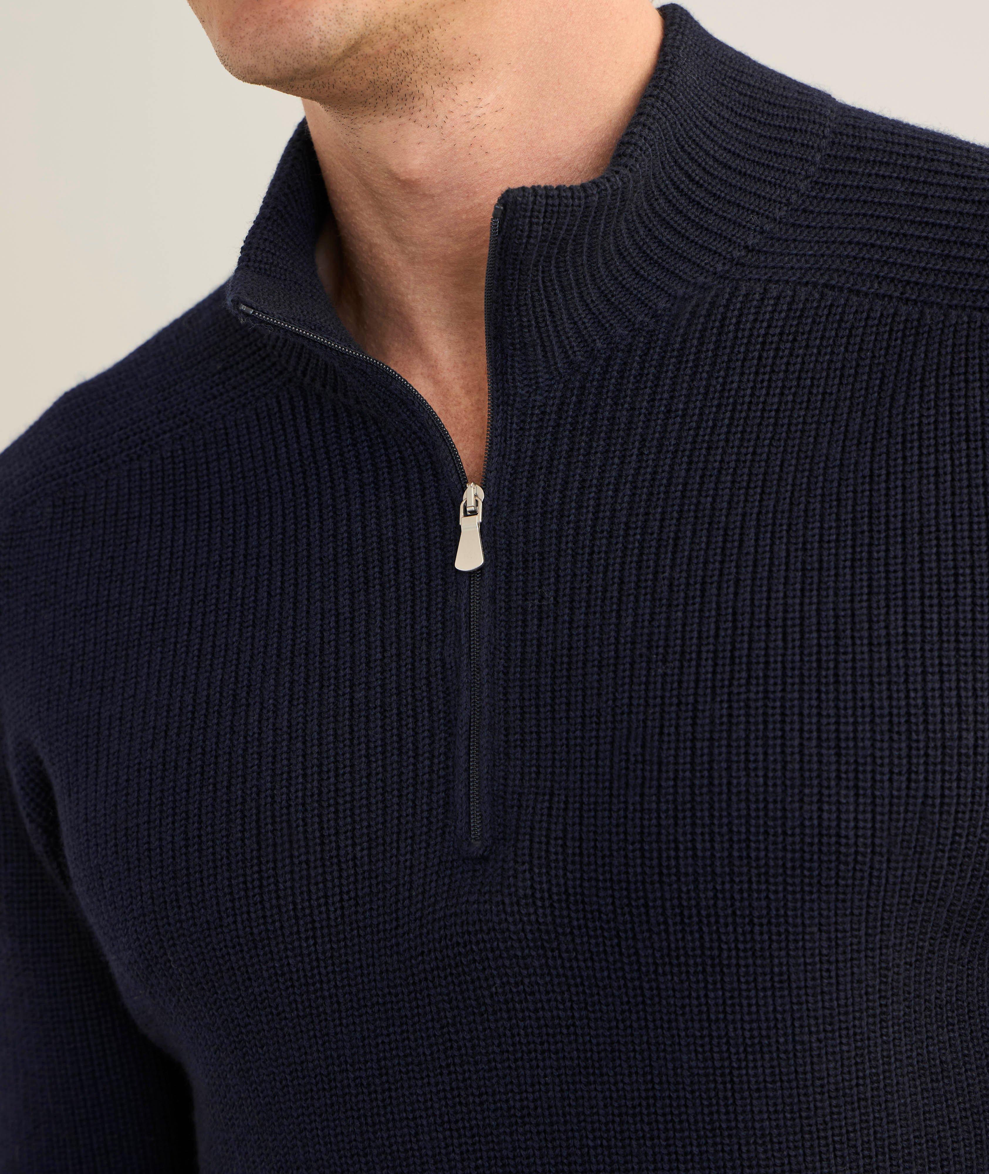 Wool Zipper Mock Neck Sweater image 2